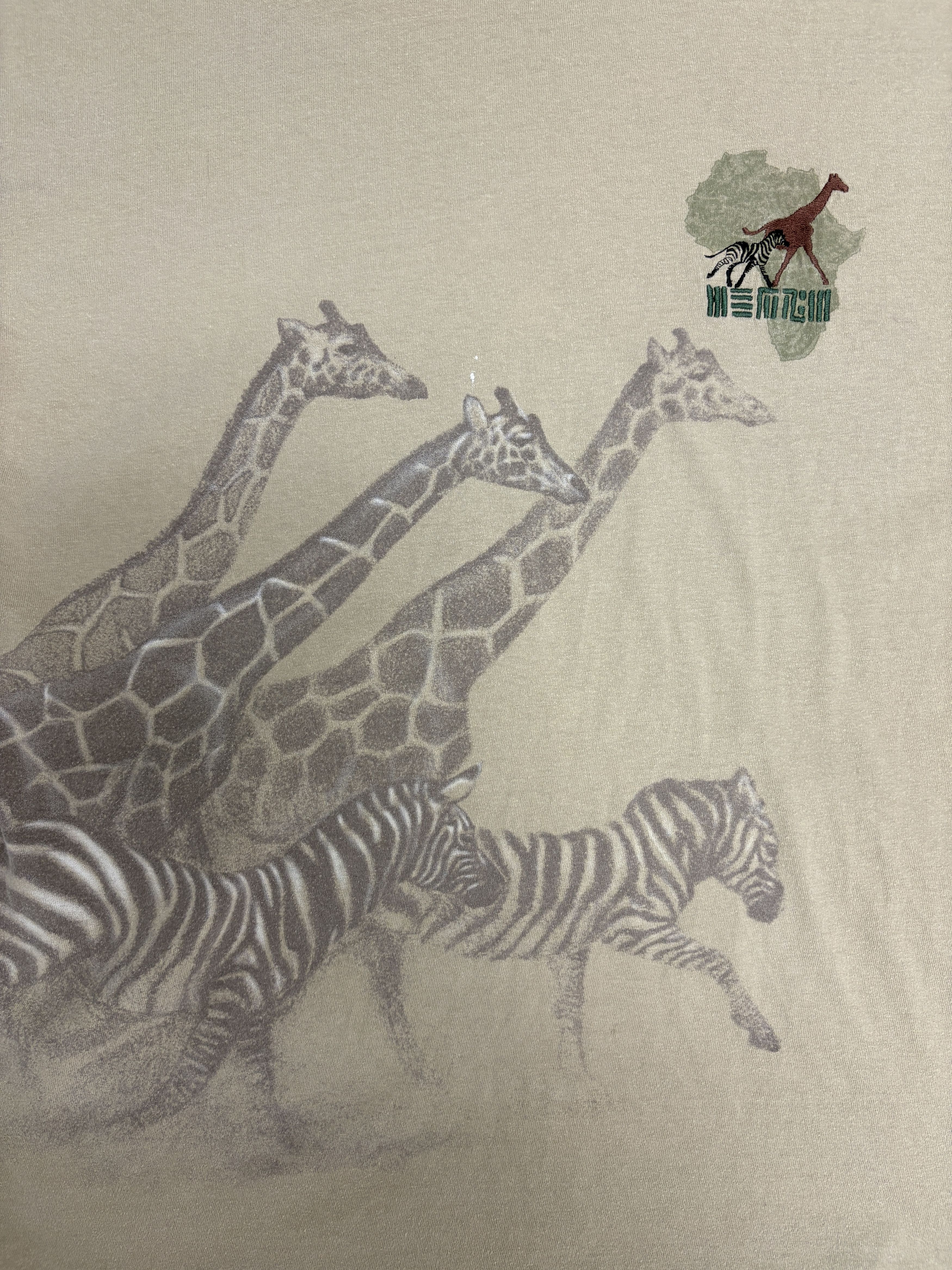 Vintage Zebra & Giraffe Big Print Vintage Beige T-Shirt Tee Size US XXL / EU 58 / 5 - 2 Thumbnail