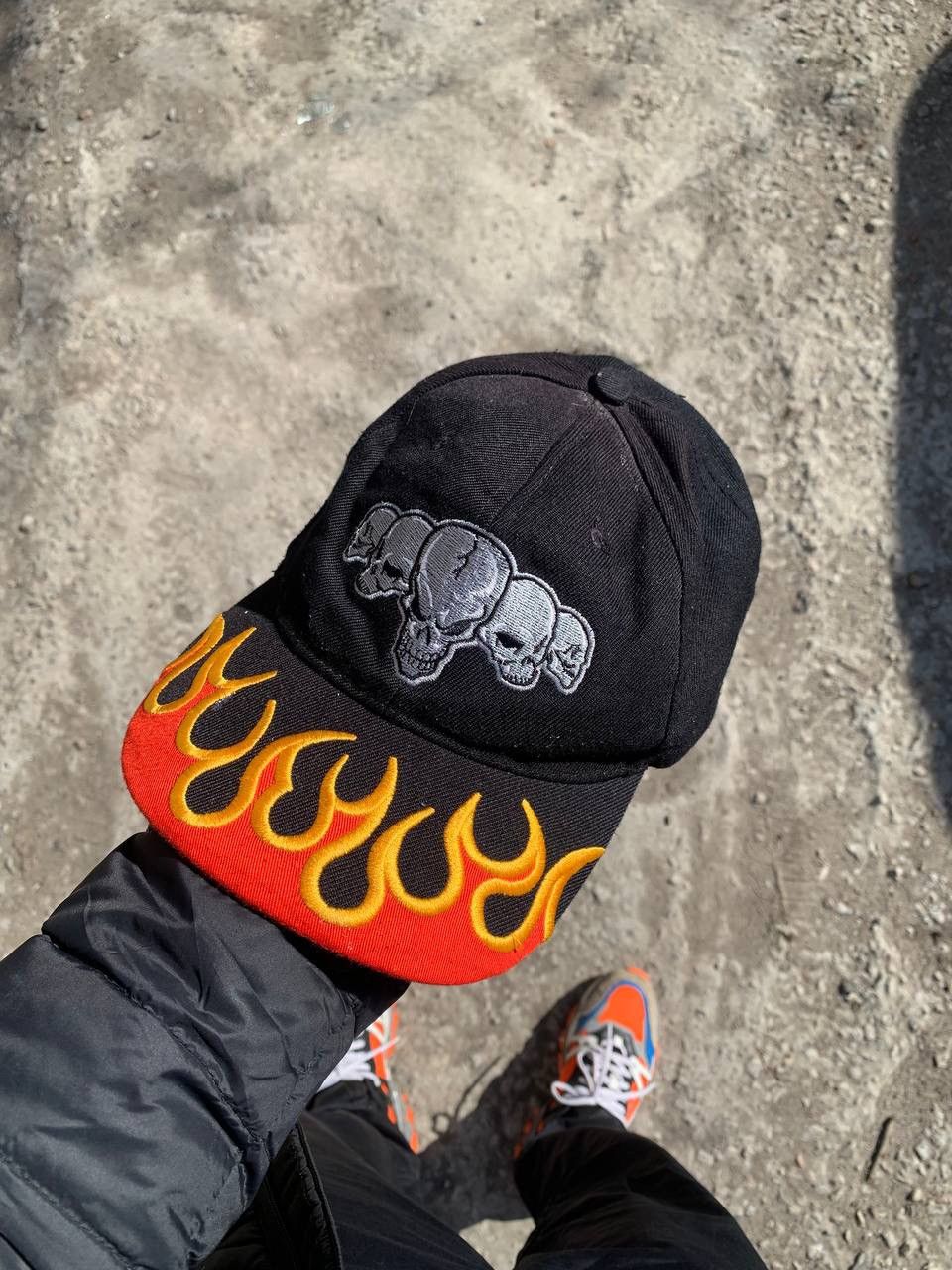 Japanese Brand × Vintage VERY RARE INFERNO SCULL FLAME FIRE CAP Y2K 90s JAPAN STYLE Size ONE SIZE - 1 Thumbnail