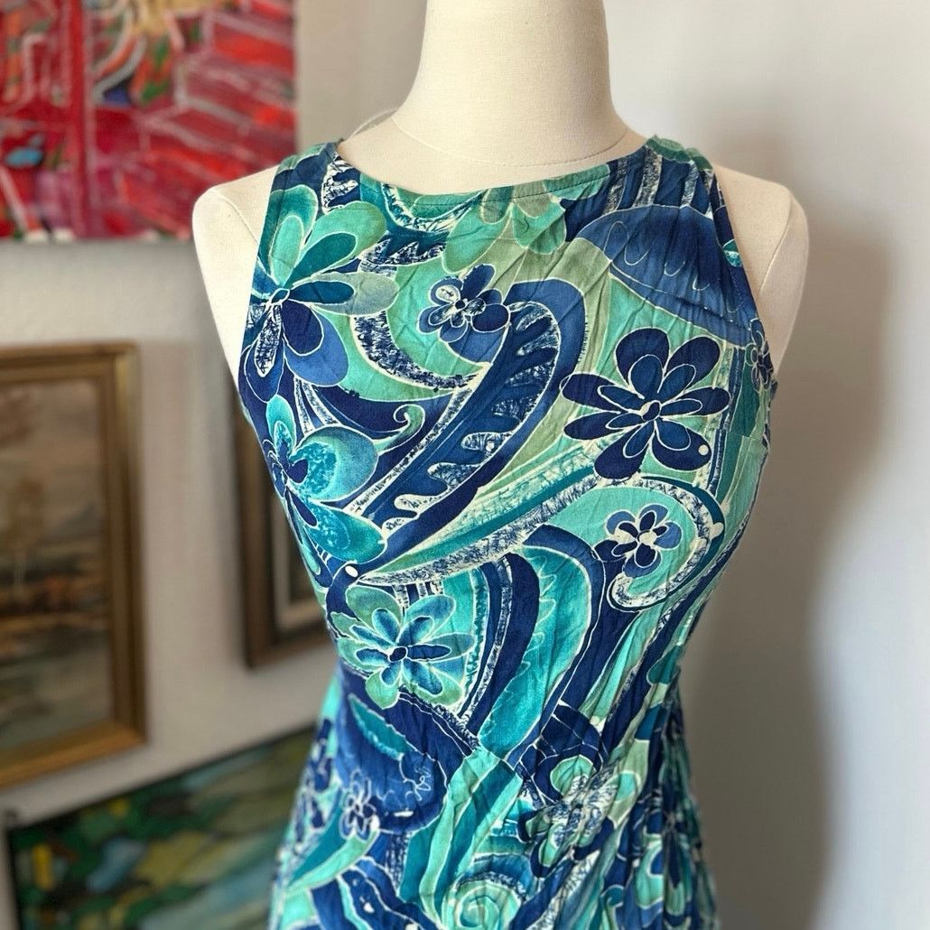 Other always caroline blue green floral tank long dress Size S / US 4 / IT 40 - 2 Thumbnail