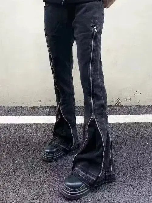 Jean Flared Zip Up Black Jeans Size US 32 / EU 48 - 1 Thumbnail