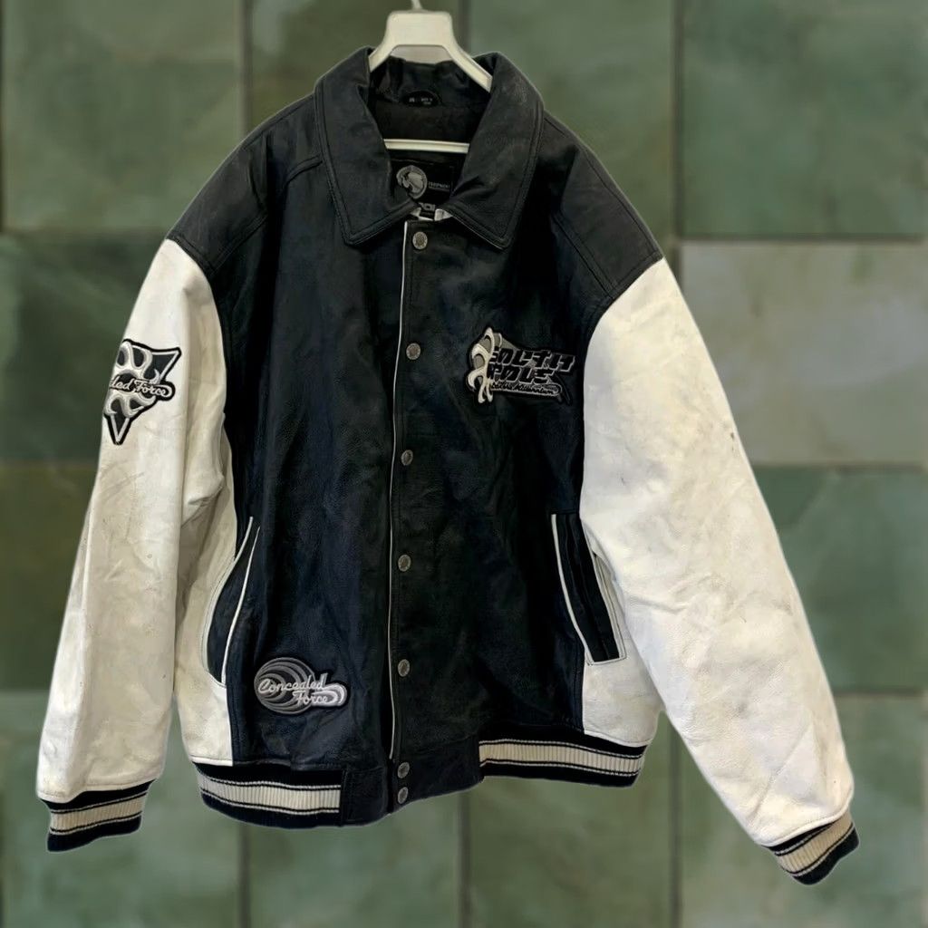 Southpole Southpole 2XL Leather Varsity Jacket Men's White Black Y2K Streetwear Sports Size US XXL / EU 58 / 5 - 1 Thumbnail