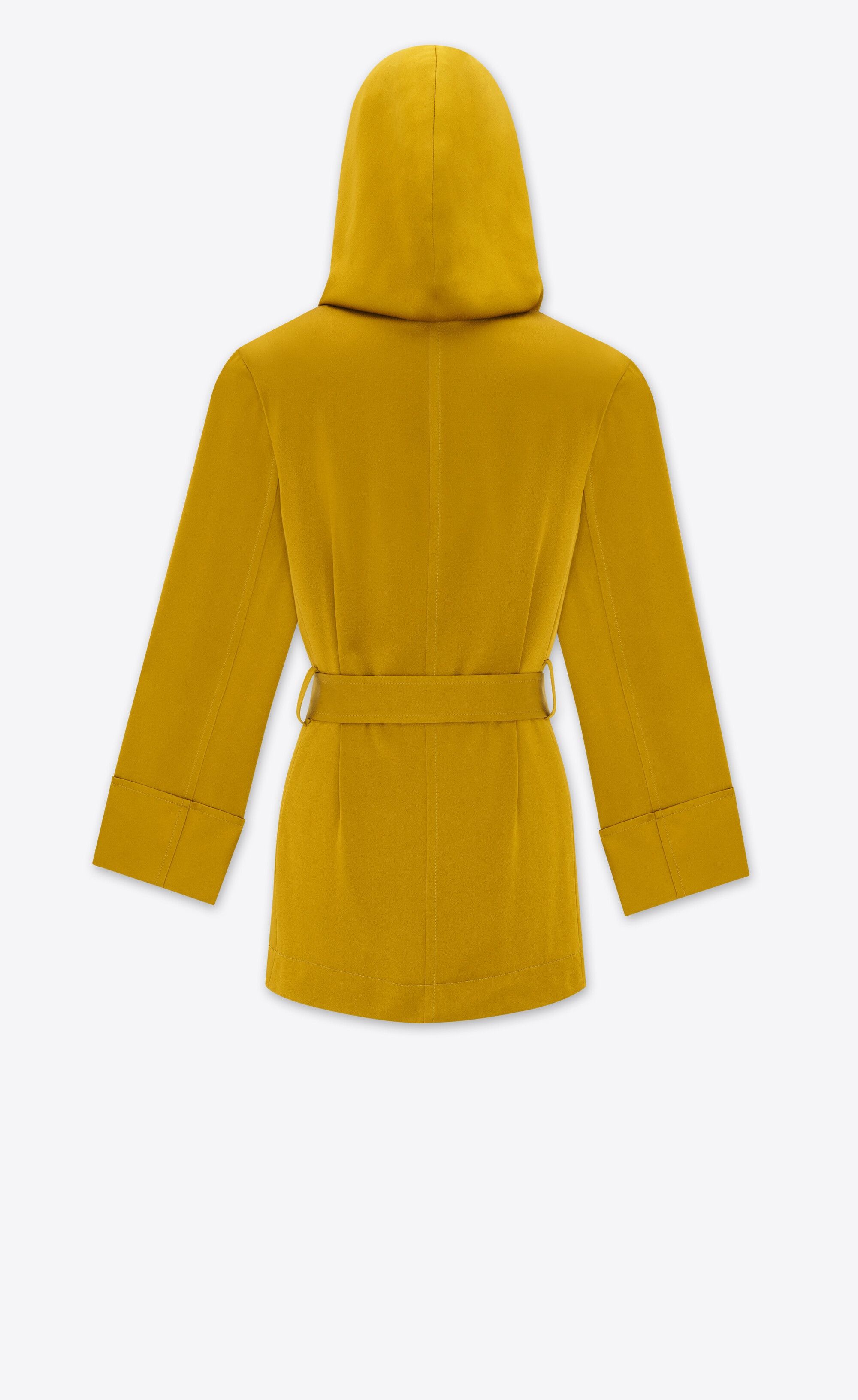 Saint Laurent Paris o1bcso1str1224 Hooded Jacket In Crepe Satin In Yellow Size L / US 10 / IT 46 - 3 Thumbnail
