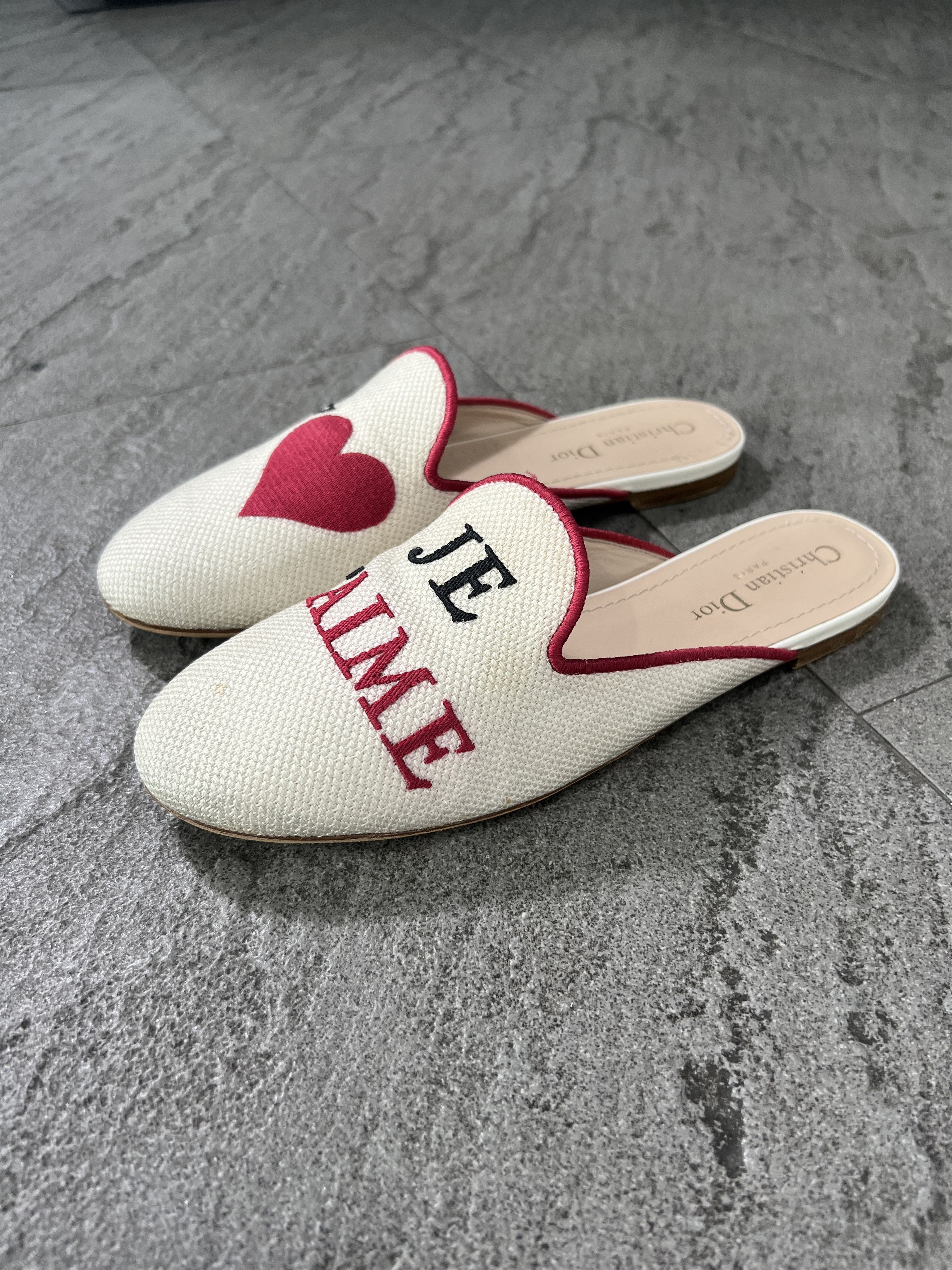 Dior Dior J'Adior Je T'aime Heart Embroidered Mule Loafers 38 Size US 8 / IT 38 - 3 Thumbnail