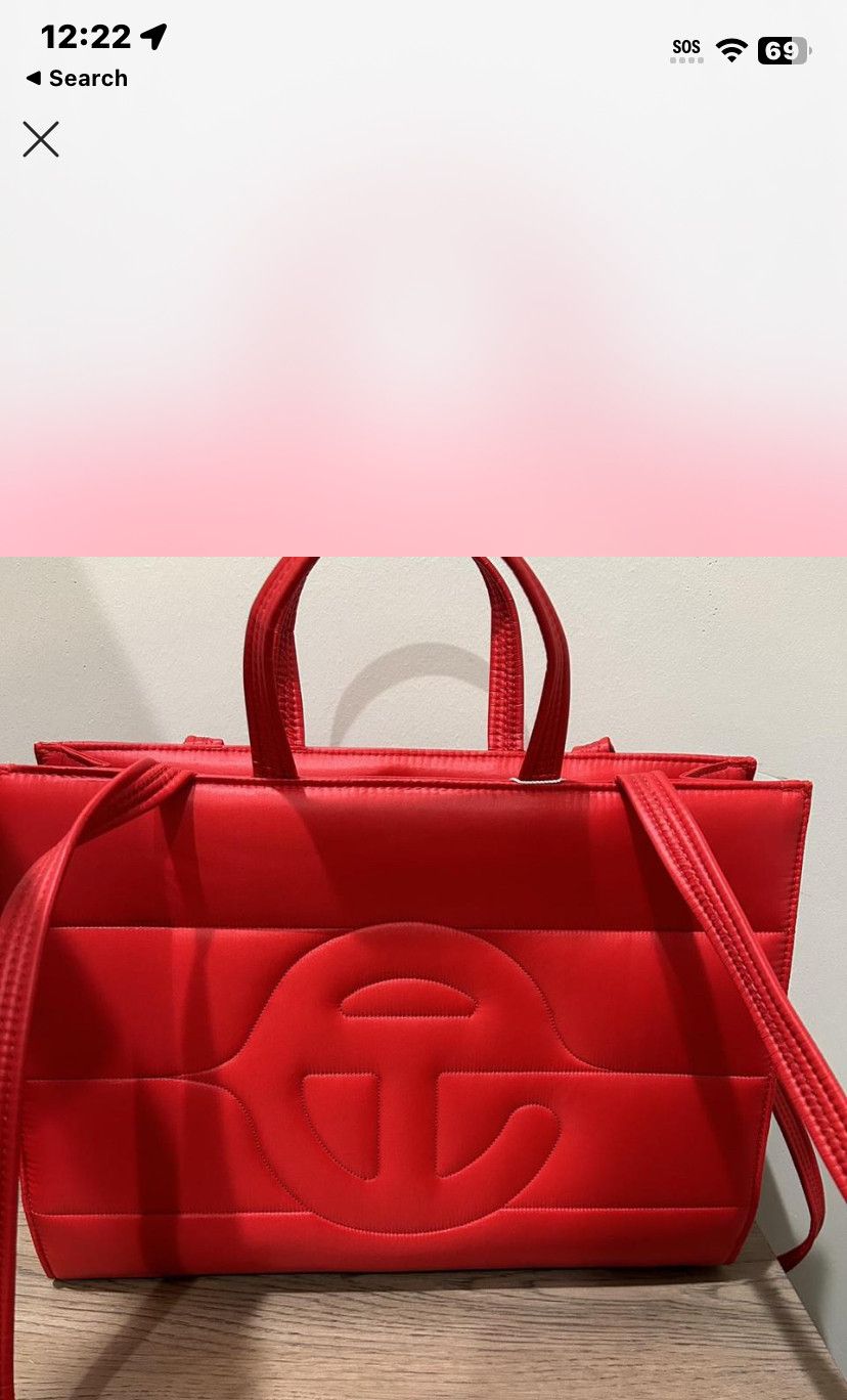 Telfar Telfar Medium Quilted Nylon Puff Shopper Crossbody Bag RED Size ONE SIZE - 2 Thumbnail