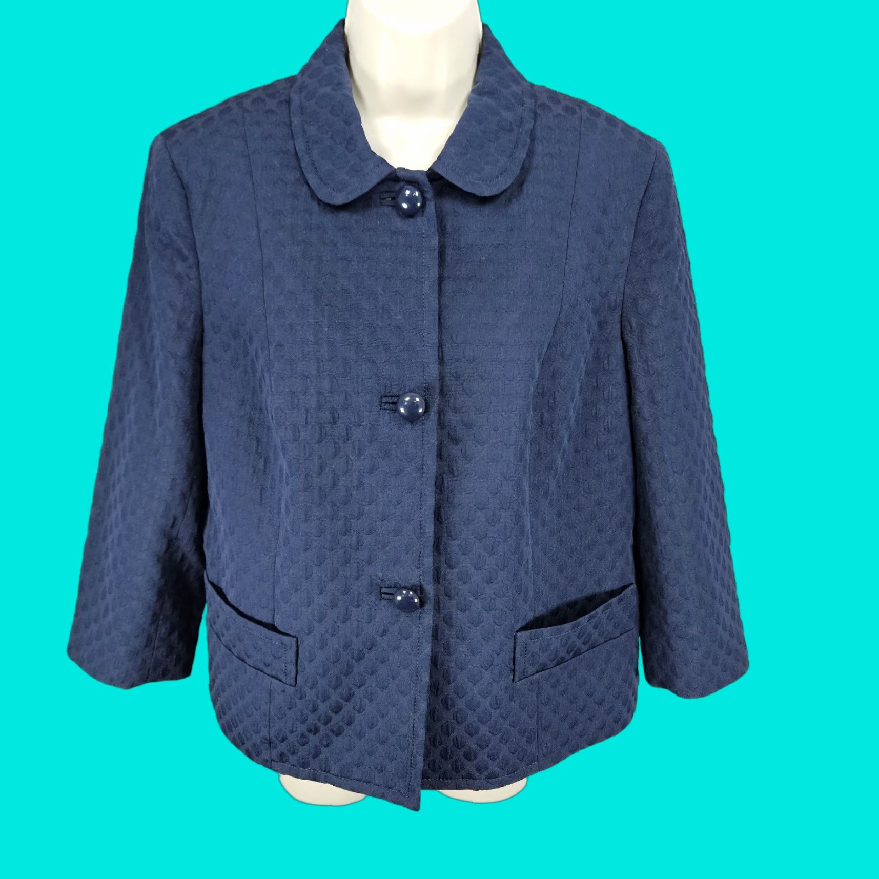 Talbots Talbots Jacket Women Short 3/4 Sleeve Lined Collared Buttoned Cropped Navy Blue 14 Classic Preppy Size XL / US 12-14 / IT 48-50 - 1 Thumbnail