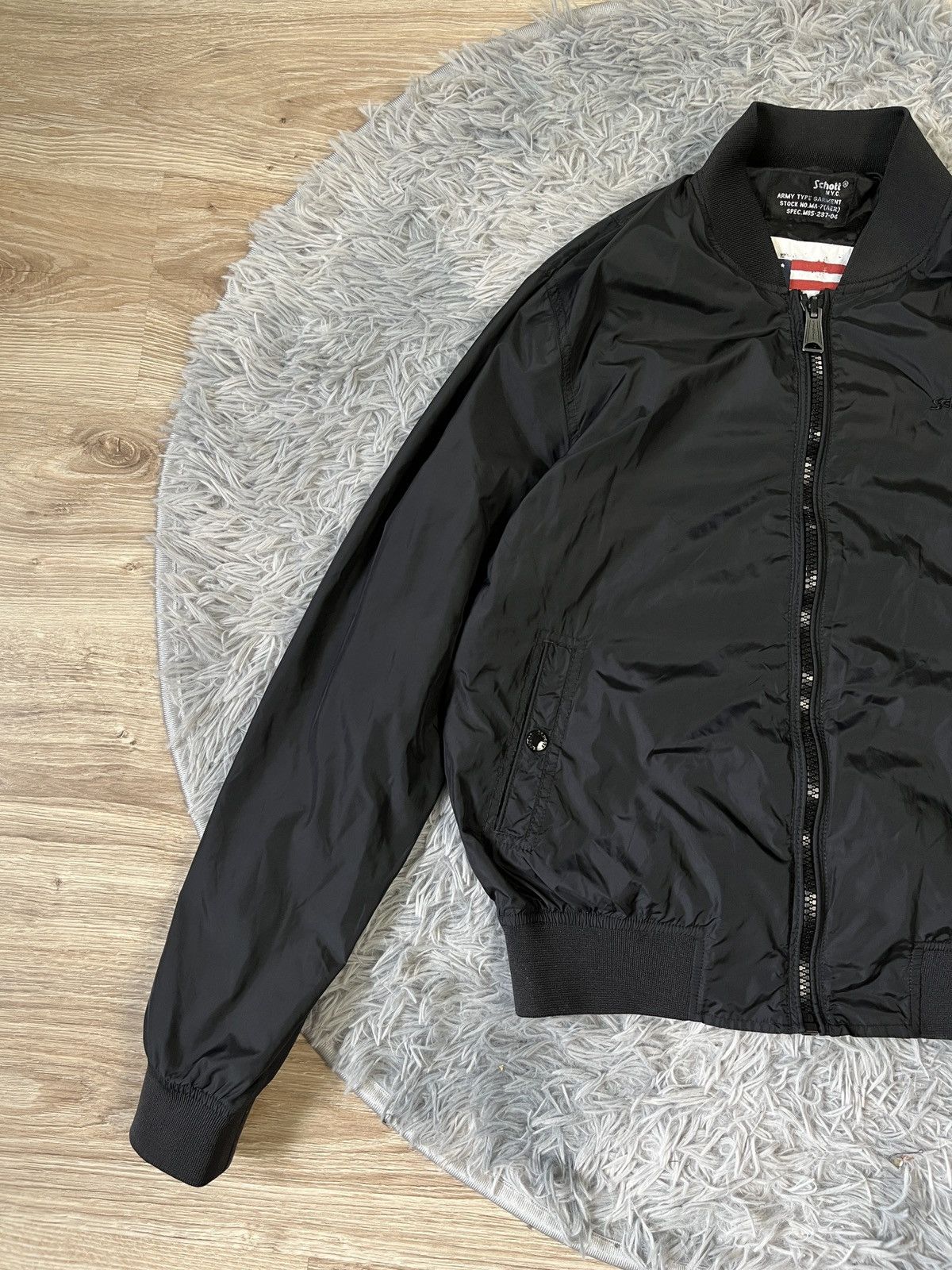 Schott Schott N.Y.C. MA-7 Nylon Bomber Flight Jacket Black Flag Lining Size US M / EU 48-50 / 2 - 2 Thumbnail