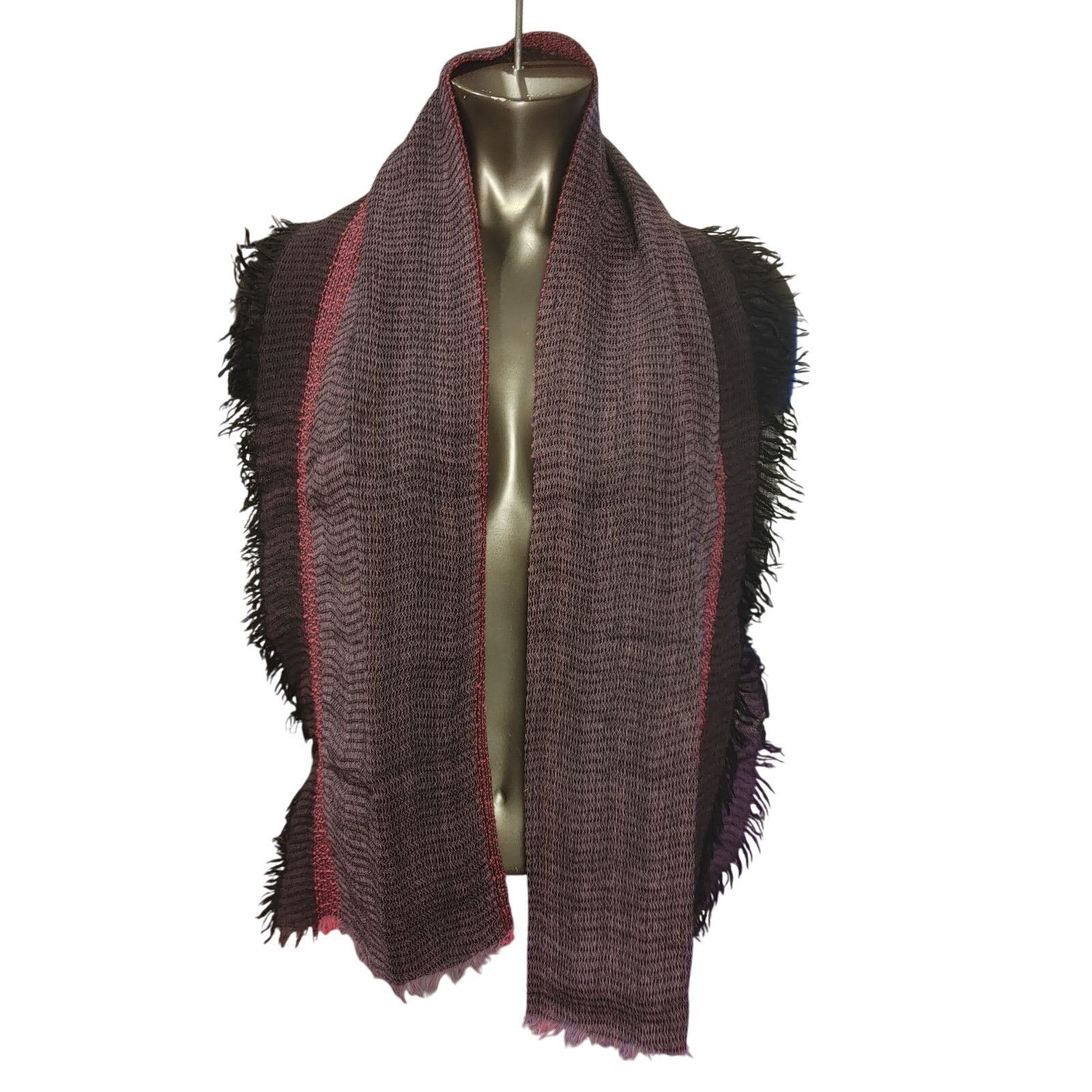 Nordstrom Nordstrom Wool Knit Brown Red Grunge Dirt Fashion Wrap Scarf Size ONE SIZE - 1 Thumbnail