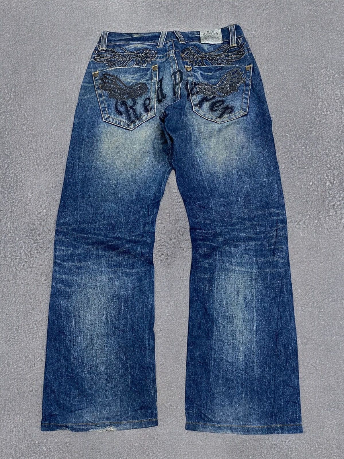 GOSTAR DE FUGA × Japanese Brand Flare Red Pepper Japan Denim Embroidery Mud Washed Distress Size US 32 / EU 48 - 1 Thumbnail