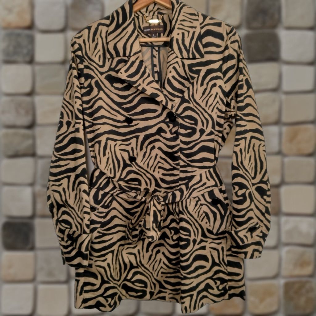 Vintage VINTAGE Dana Buchman Blazer Jacket Animal Print Brown Black Zebra Cotton Small Womens Size S / US 4 / IT 40 - 1 Thumbnail