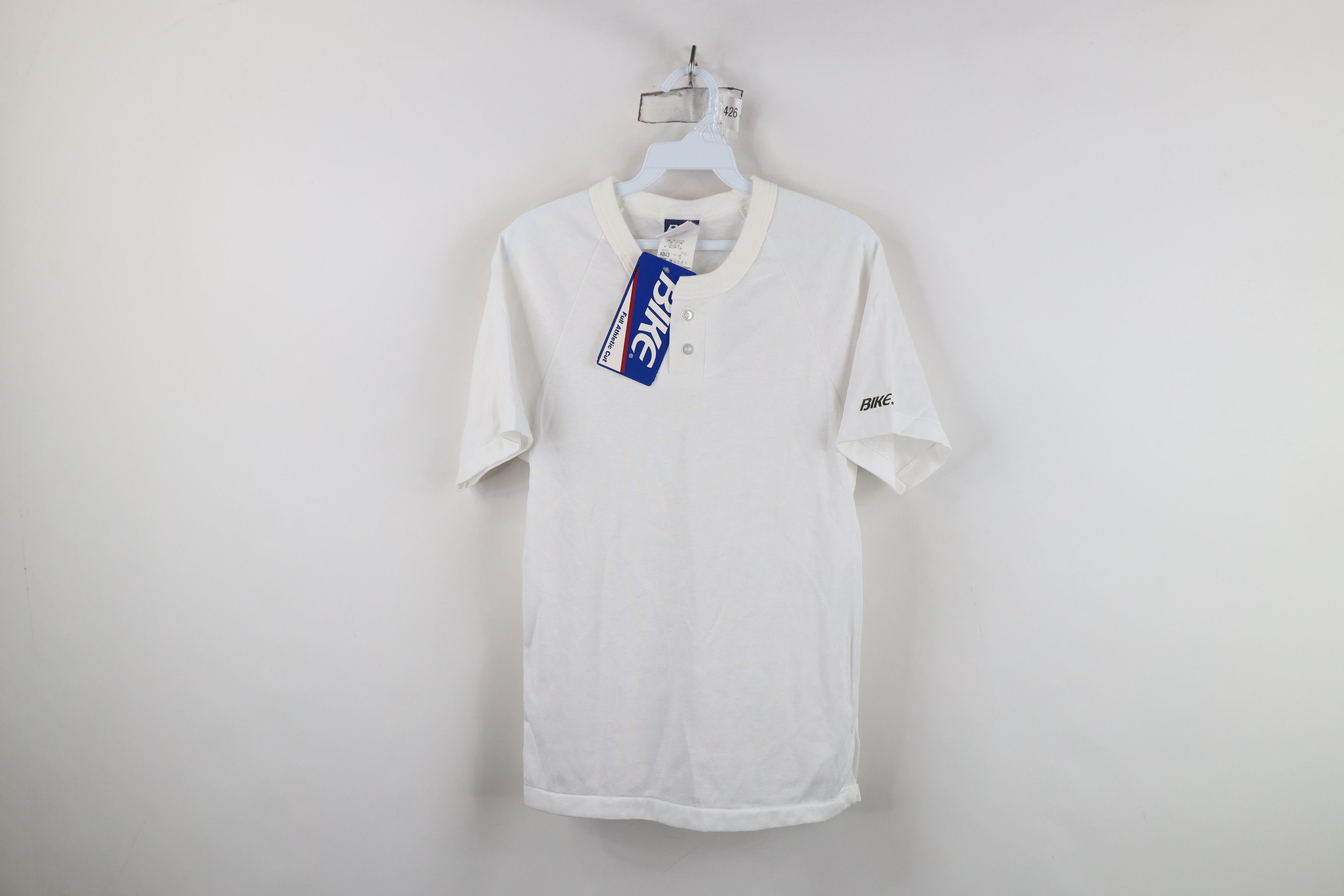 Vintage Deadstock Vintage 90s Bike Baseball Henley T-Shirt White USA Size US S / EU 44-46 / 1 - 1 Thumbnail
