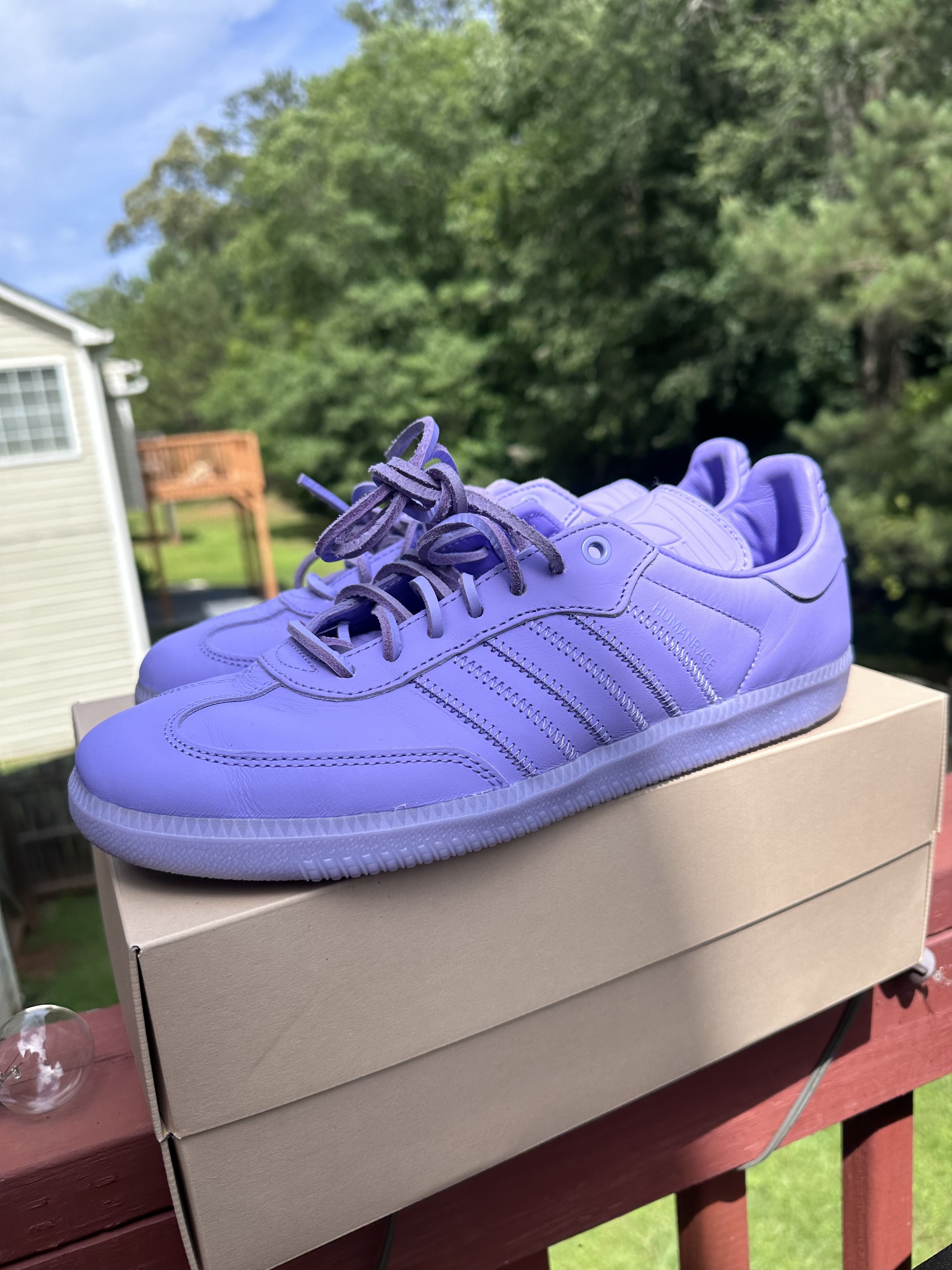 Adidas  Pharrell Adidas Humanrace Samba Purple 9.5 | Grailed