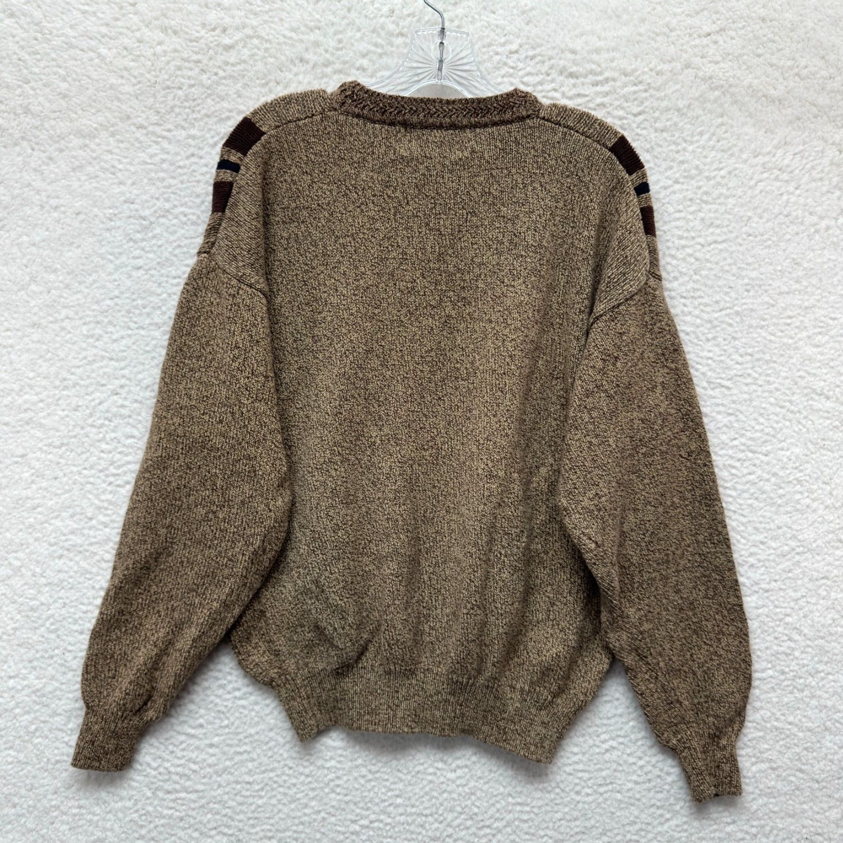 Vintage 80s 90s Vintage Striped Sweater Medium Tan Knit Pullover Grandpa Cosby Rugby Woods & Gray M Brown Casual Grunge Mens Size US M / EU 48-50 / 2 - 2 Thumbnail