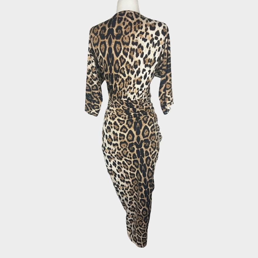 Nordstrom Dress Day | Leopard high Low Gathered Dress | Small NWT Size S / US 4 / IT 40 - 7 Thumbnail