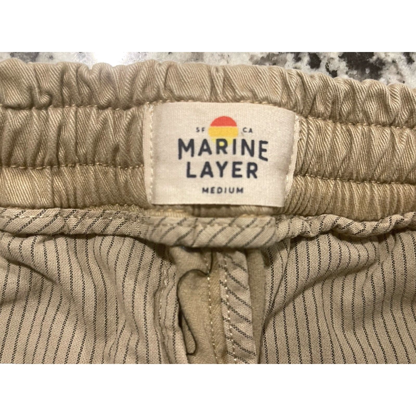 Marine Layer Marine Layer Pants Mens Medium Khaki Saturday Joggers Athletic Fit Drawstring Size US 31 - 4 Thumbnail