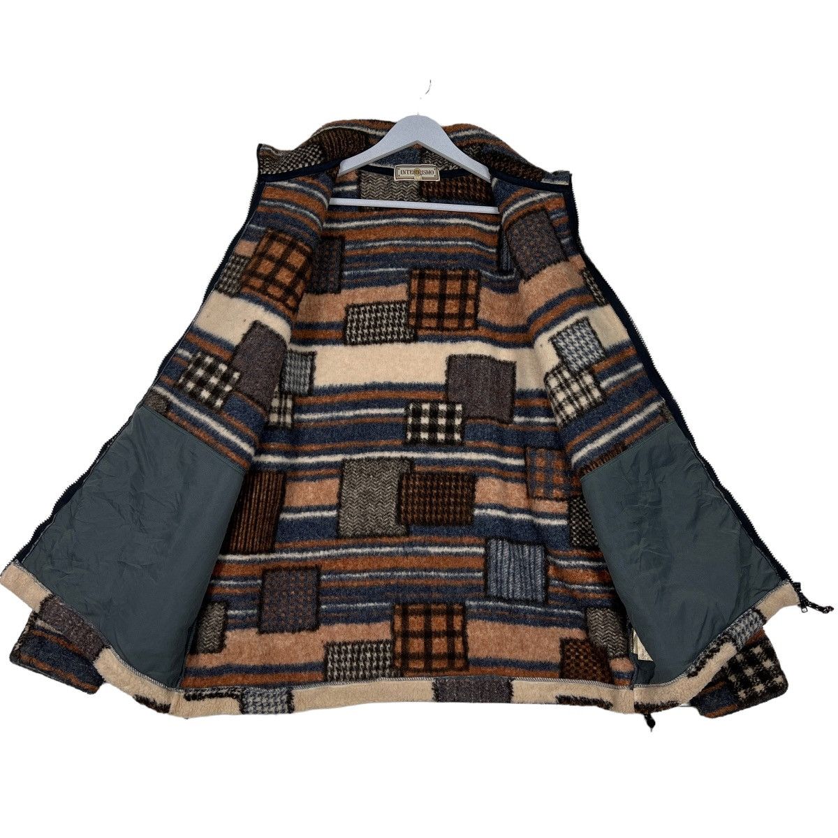 Japanese Brand 🔥 INTERROSMO PATCHWORK FLEECE JACKET NICE DESIGN Size US L / EU 52-54 / 3 - 11 Thumbnail
