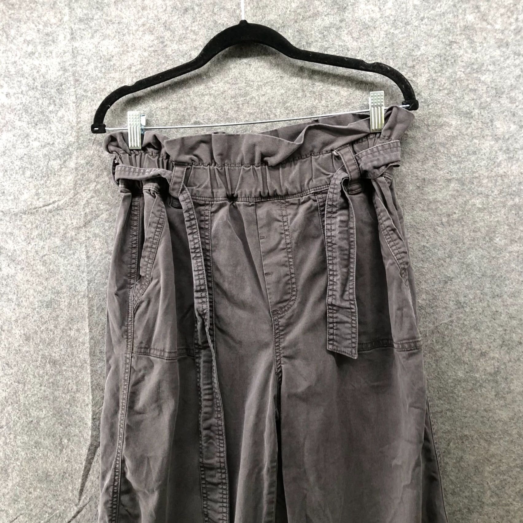 Splendid Splendid High Waisted Wide Leg Pants Womens S Gray Tie Waist Lyocell Cropped Size 28" / US 6 / IT 42 - 3 Thumbnail