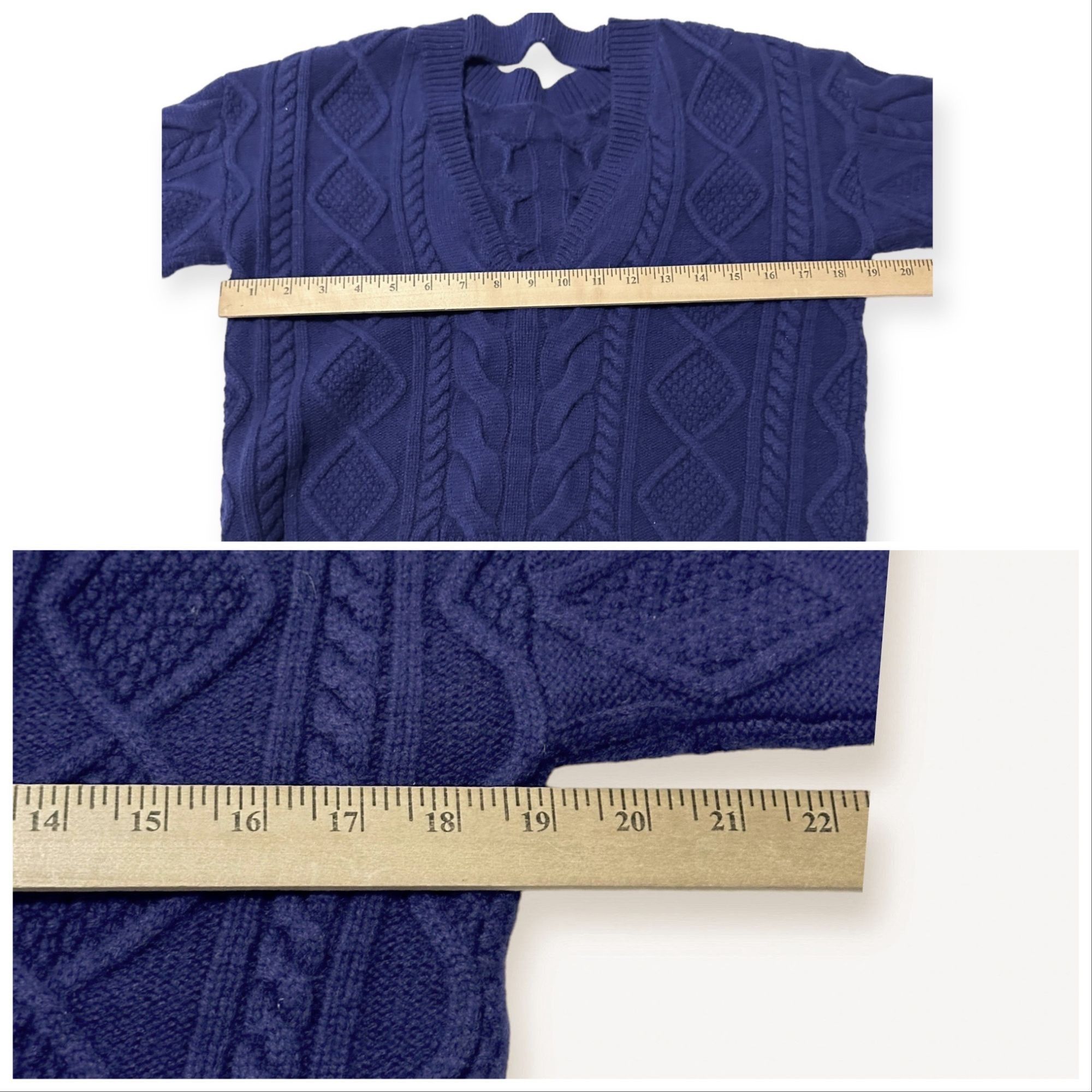 Rta RtA Zane Reverse V-Neck Cable Knit Sweater, Blue, Size S, N Size S / US 4 / IT 40 - 13 Thumbnail