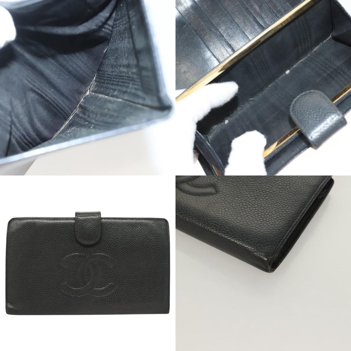 Chanel Chanel Long Wallet Caviar Skin Black Gold CC Size ONE SIZE - 5 Thumbnail