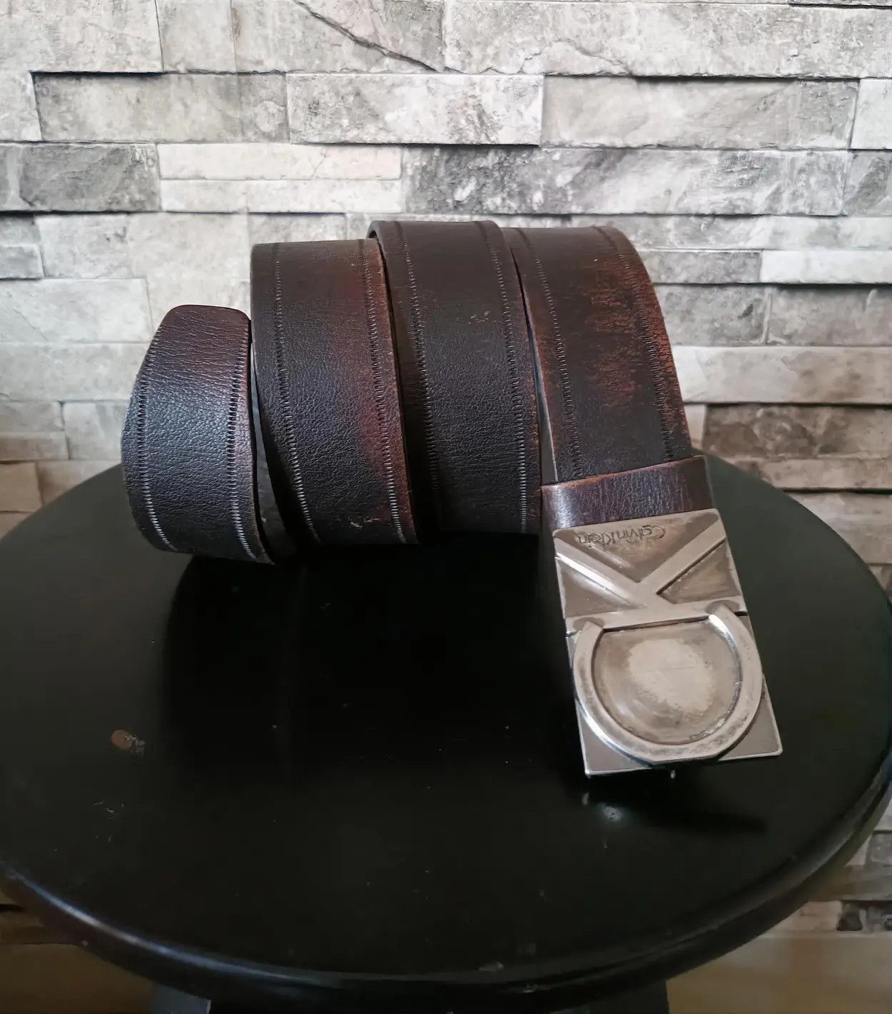 Calvin Klein Calvin Klein logo rectangle leather belt Size 36 - 1 Thumbnail