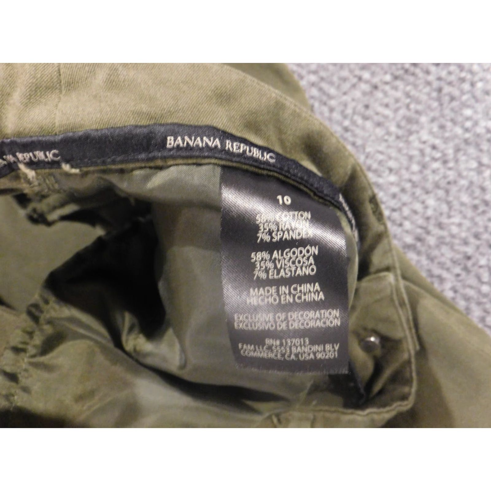 Banana Republic Banana Republic Womens Pants 10 Green Chino Dark Regular Straight Pockets Buttons 24 in Inseam Cotton Polyester Canvas Vintage No Size 32" / US 10 / IT 46 - 3 Thumbnail
