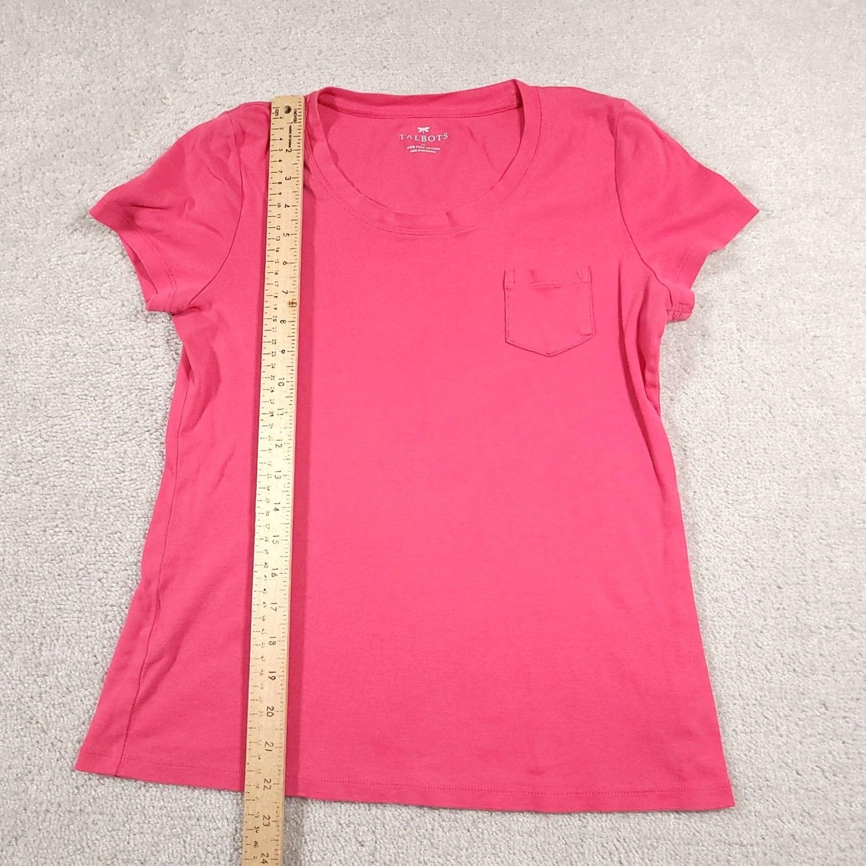 Talbots Talbots Shirt Womens Medium Pink Pocket Crewneck Tee Short Sleeve Pima Cotton Size M / US 6-8 / IT 42-44 - 6 Thumbnail