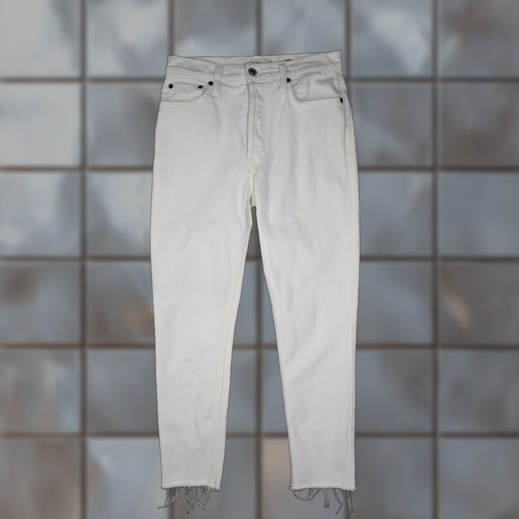RE/DONE Re/Done Jeans Womens 28 White High Rise Ankle Crop Fray Stretch Denim 28x27 Size 28" / US 6 / IT 42 - 1 Thumbnail