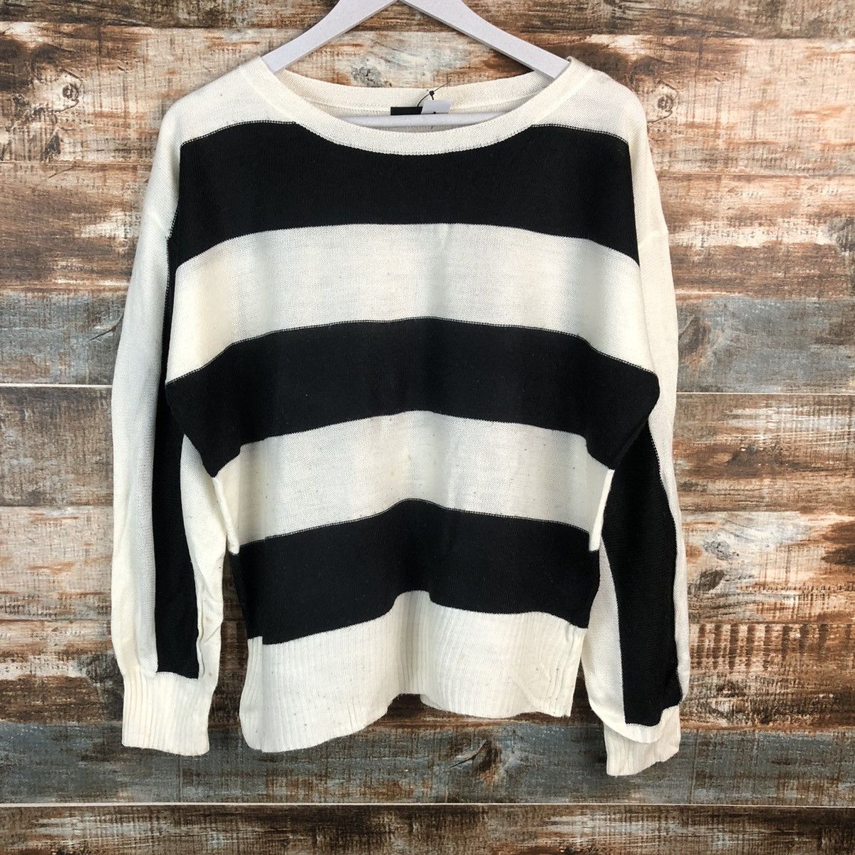 Homespun Knitwear × LOWRYS FARM A Part Of Lowyrs White Black stripe Knitwear #A1795 Size US M / EU 48-50 / 2 - 3 Thumbnail