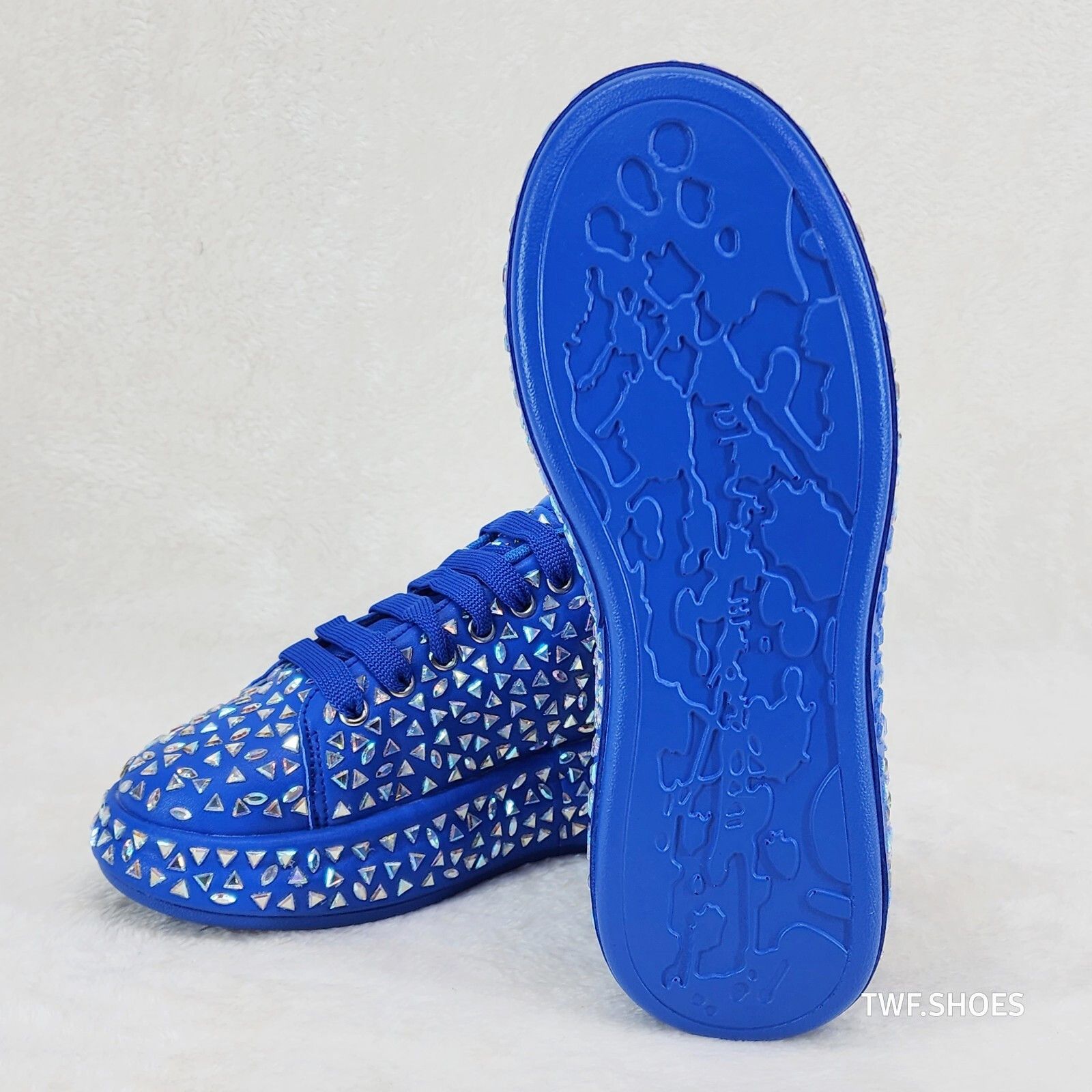 Other Geo Dazzle Cush Iridescent Stone Blue Platform Sneakers Tenn Size US 7 / IT 37 - 3 Thumbnail
