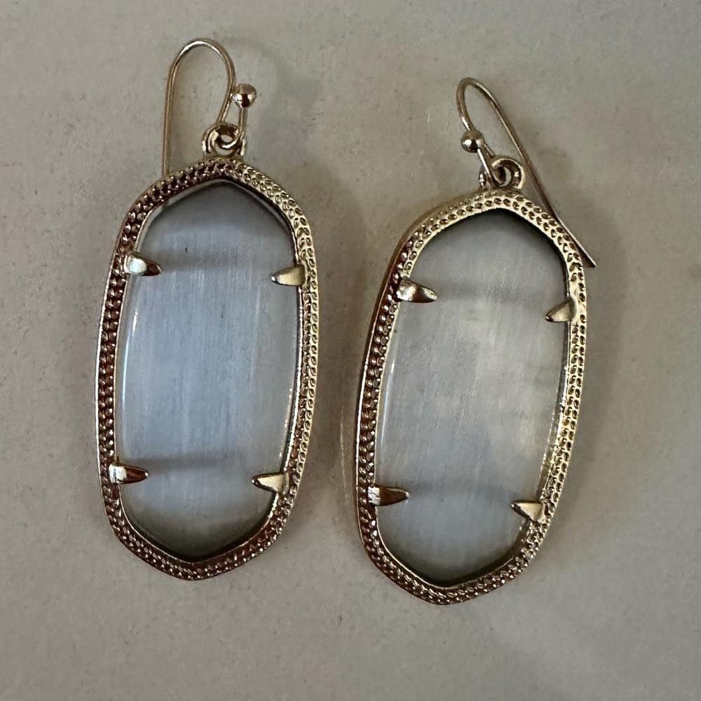 Designer Kendra Scott Elle Slate Cat’s Eye Drop Earrings Gold Frame Size ONE SIZE - 3 Thumbnail