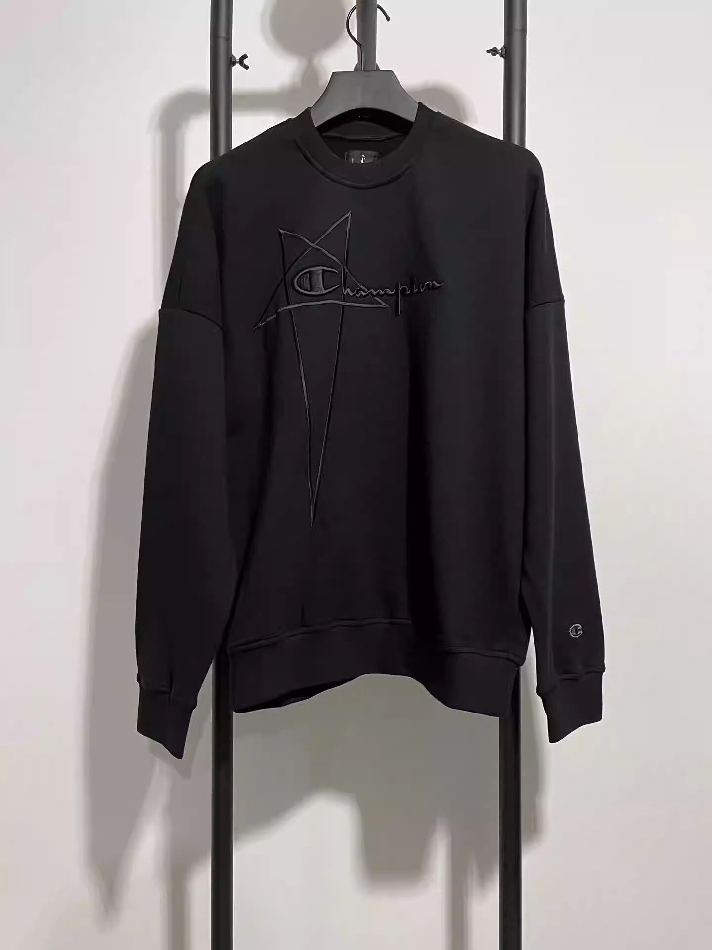 Pre-owned Rick Owens Champion's Dropped Sweatshirt In Black