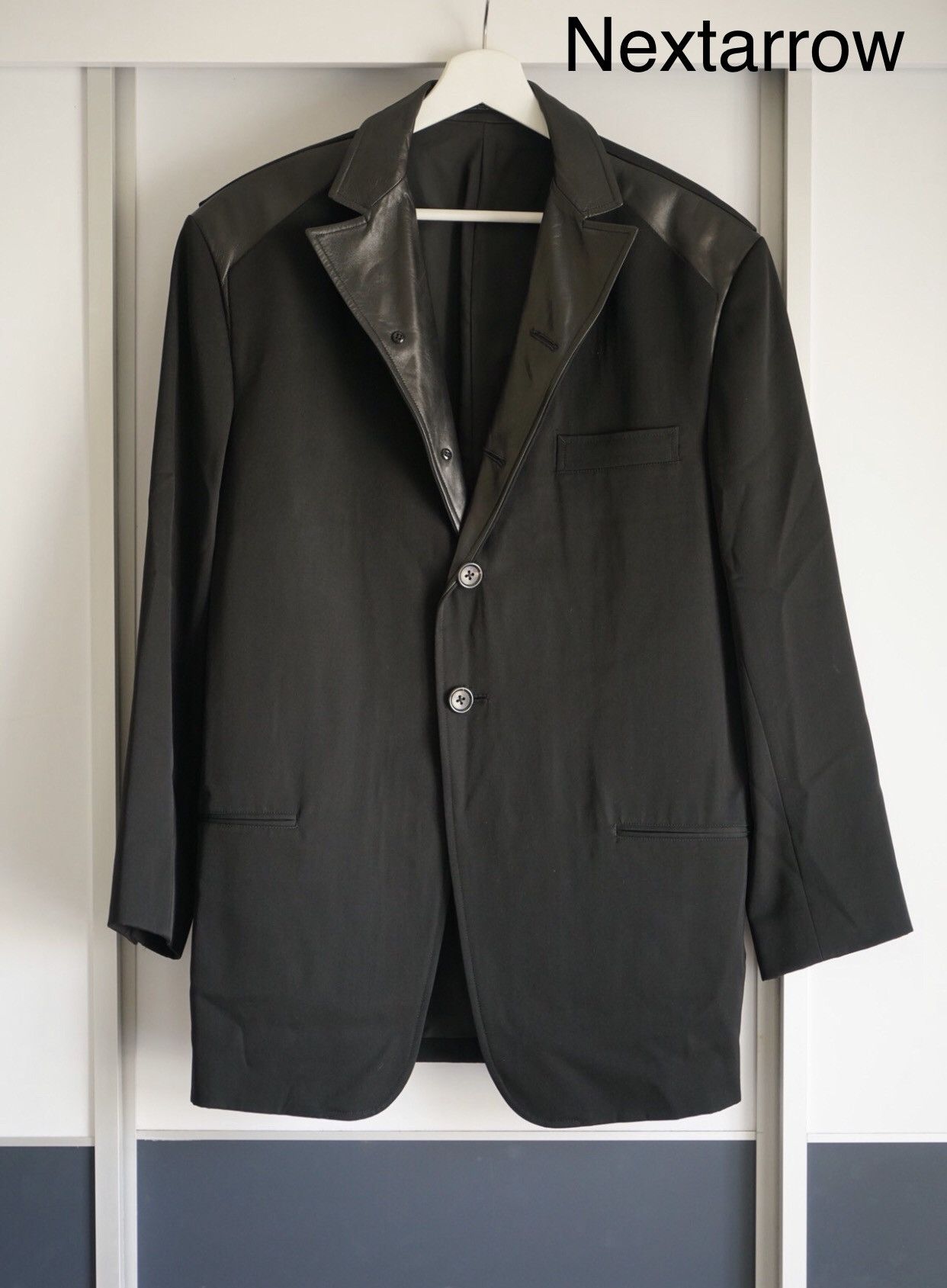 Yohji Yamamoto Yohji Yamamoto sheepskin patchwork leather collar suit Size 42S - 2 Thumbnail