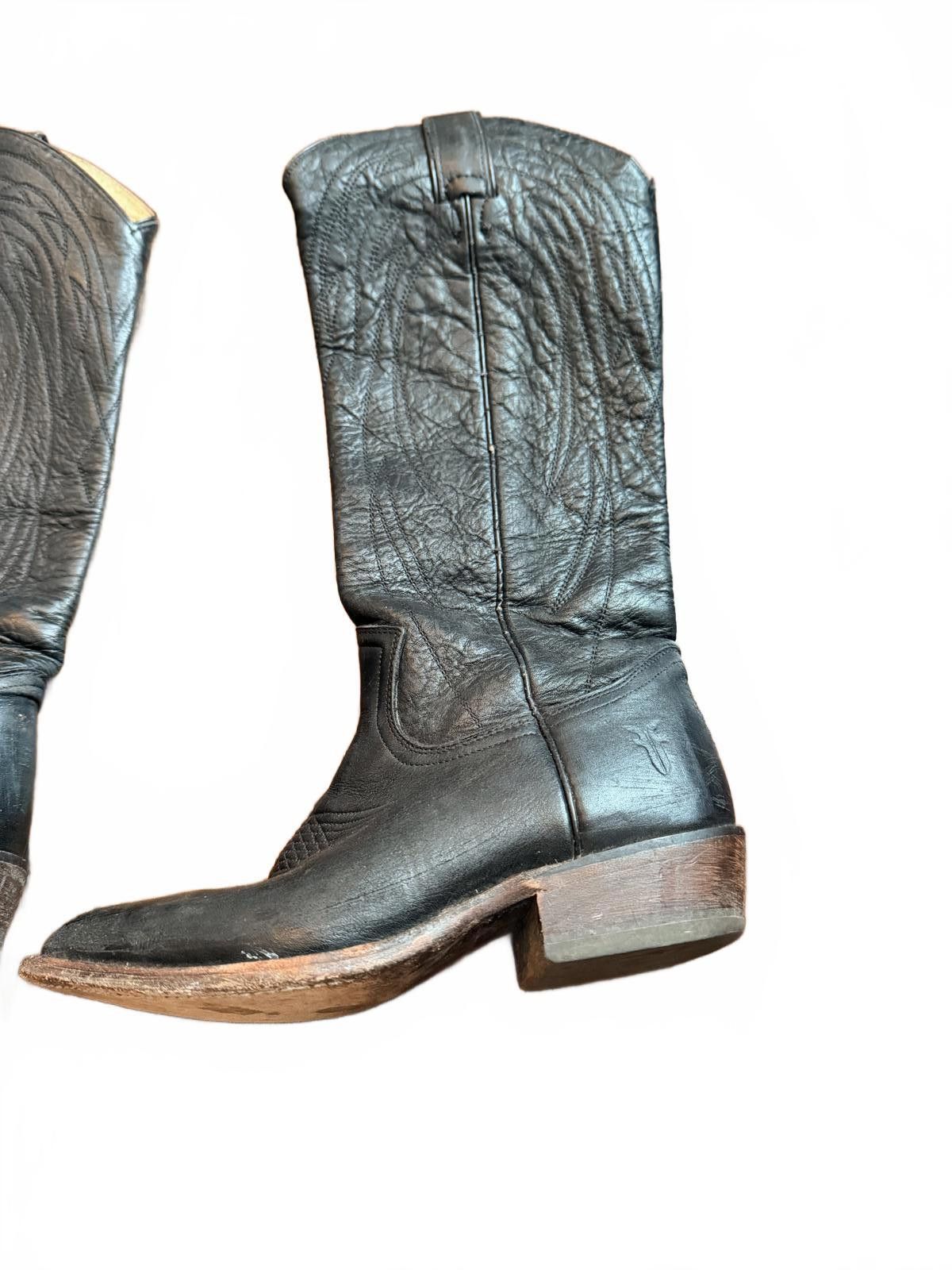 Frye Frye Classic Black Leather Cowboy Boots Size US 6.5 / IT 36.5 - 6 Thumbnail