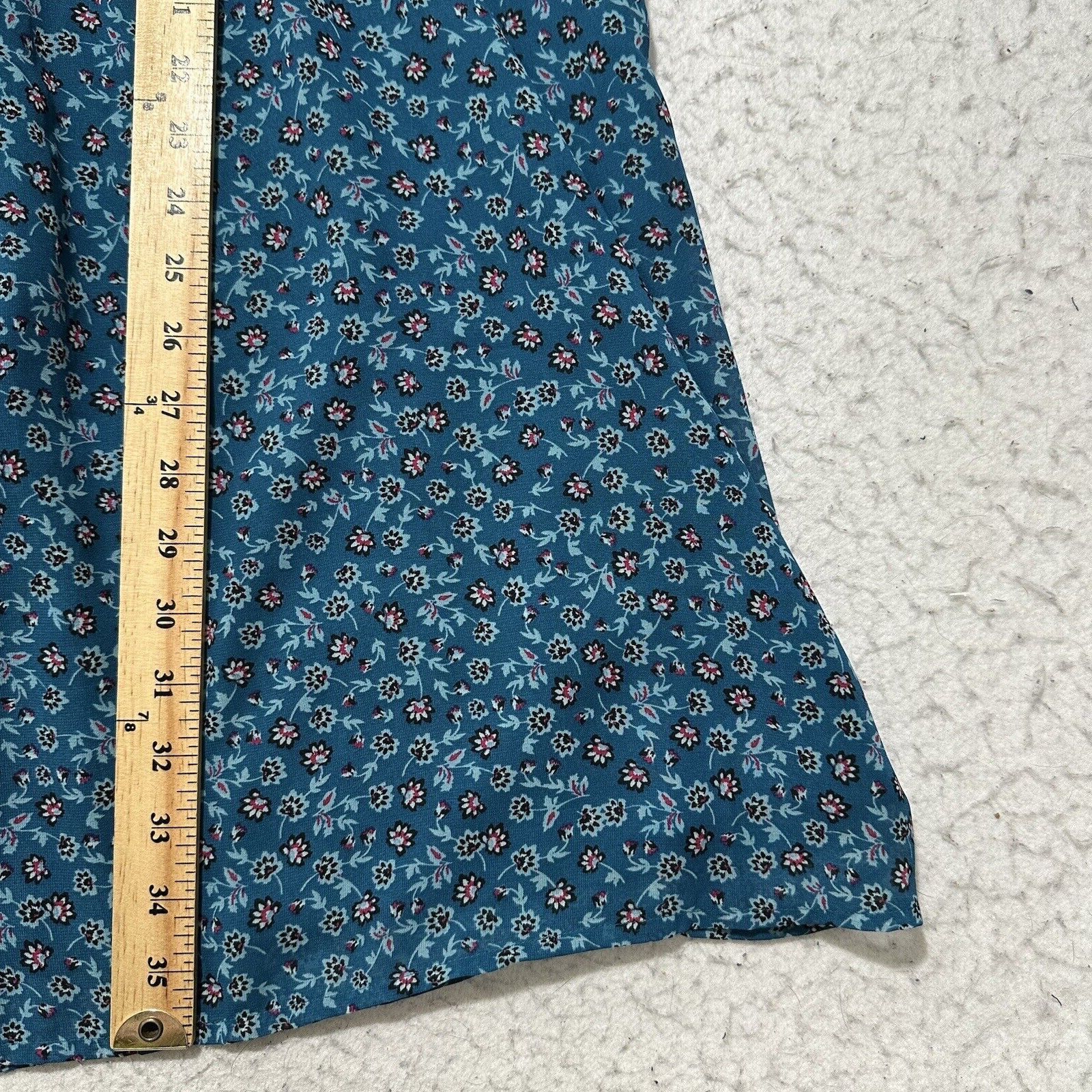 Other Time & Tru Medium Blue Colorful Floral V-Neck A-Line Dress Size M / US 6-8 / IT 42-44 - 13 Thumbnail