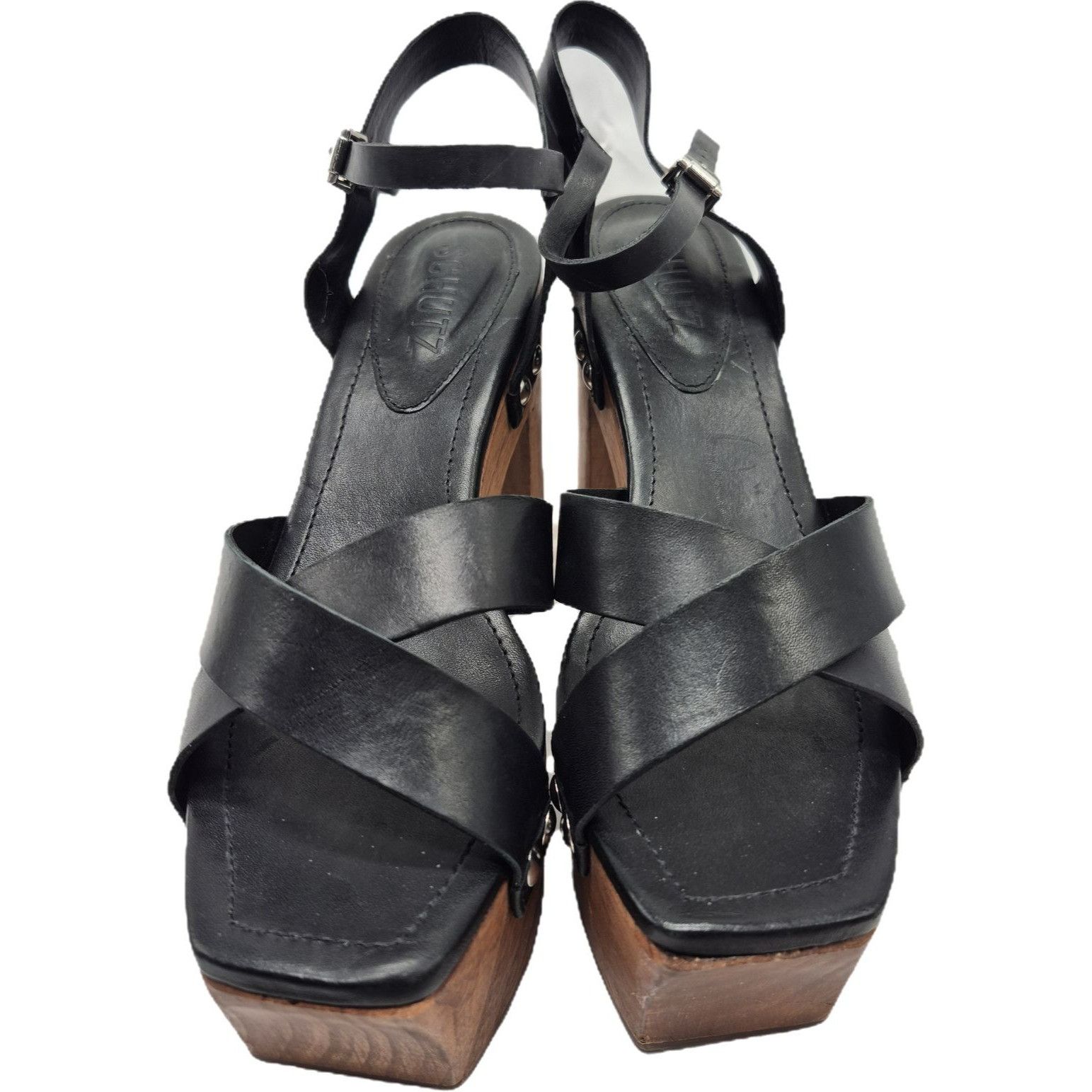 SCHUTZ Schutz Gaylah Black Platform Sandals Block Heels Women's 7.5 Size US 7.5 / IT 37.5 - 8 Thumbnail