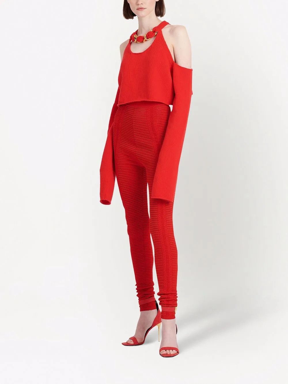 Balmain o1y0625 Legging Pant in Red Size 28" / US 6 / IT 42 - 5 Thumbnail