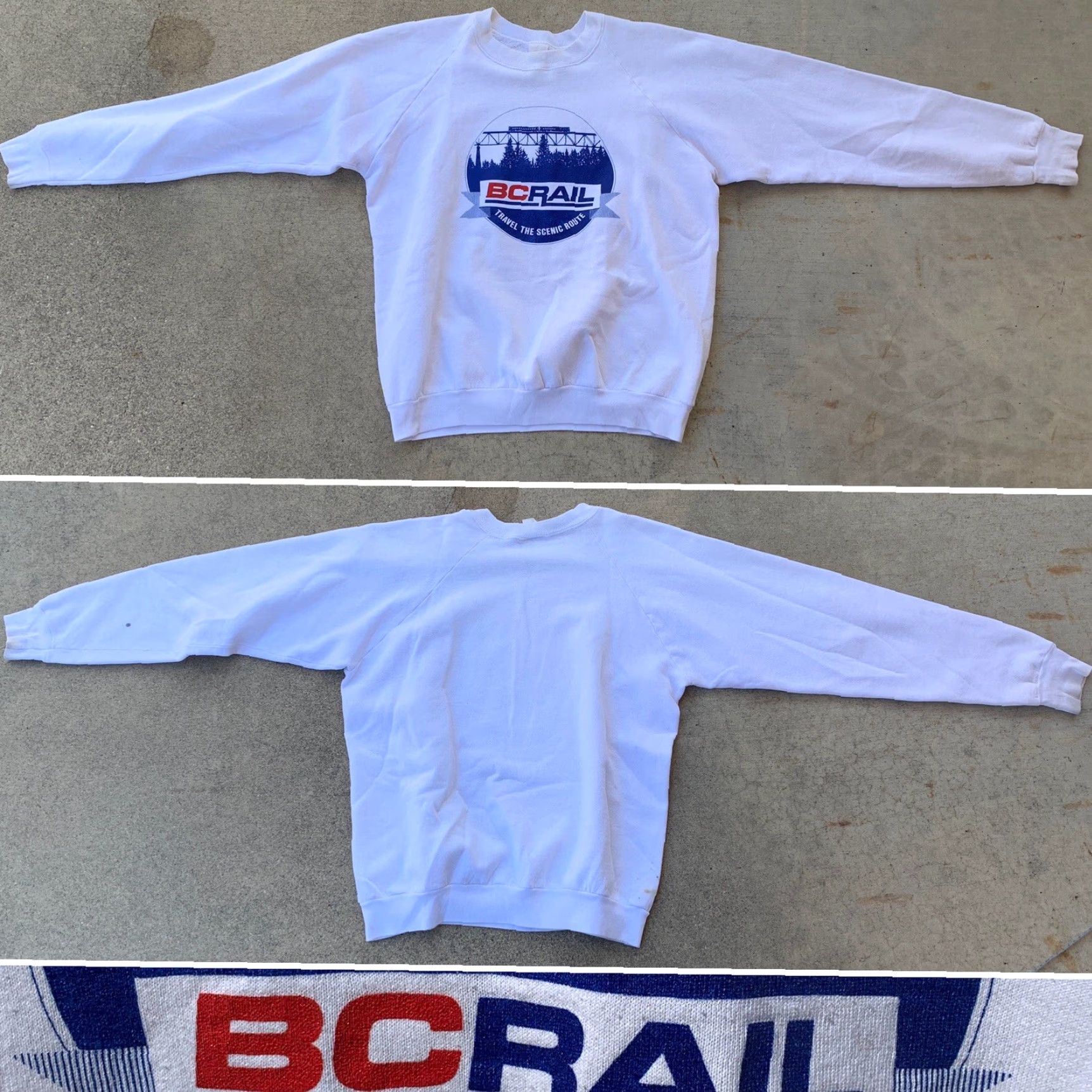 Vintage VINTAGE BC RAIL Sweatshirt Travel The Scenic Route Men L White Graphic Print Clothing Regular Sweatshirt Mens Size US L / EU 52-54 / 3 - 2 Thumbnail