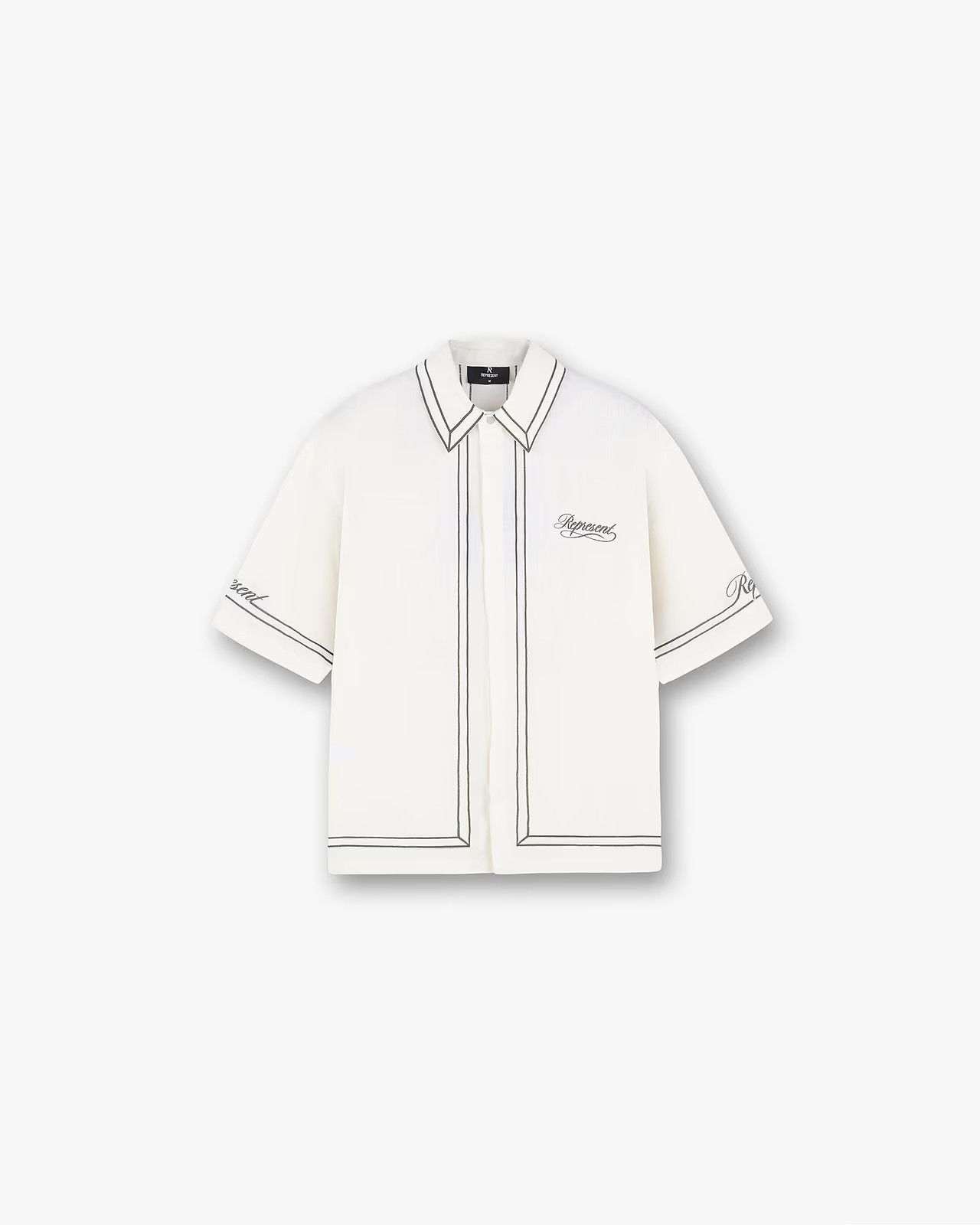 o1mle1125 Border Shirt in White