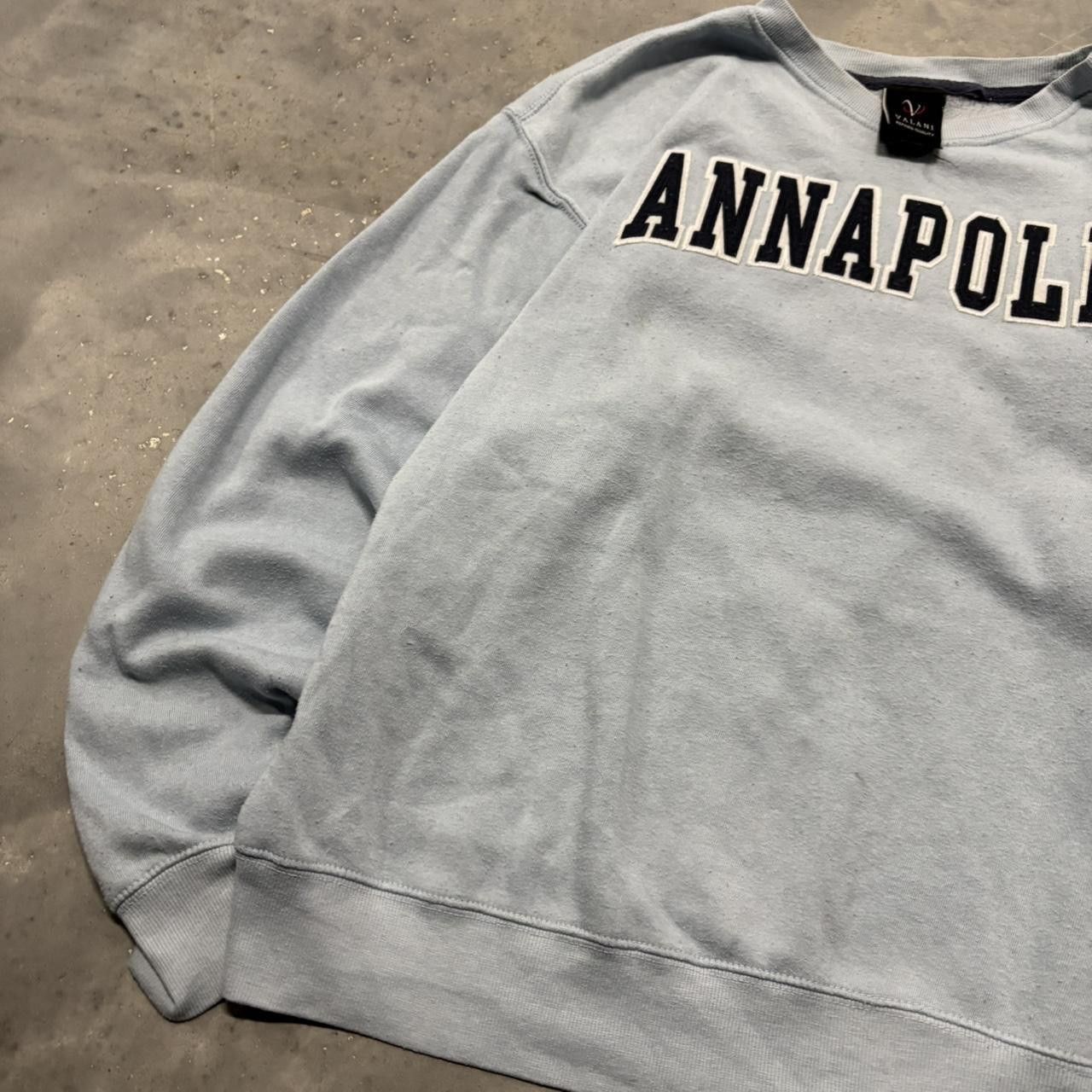 Japanese Brand × Vintage Crazy Vintage Y2K/2000s Light Blue Anapolis Spellout Light Sweater! Size US M / EU 48-50 / 2 - 3 Thumbnail