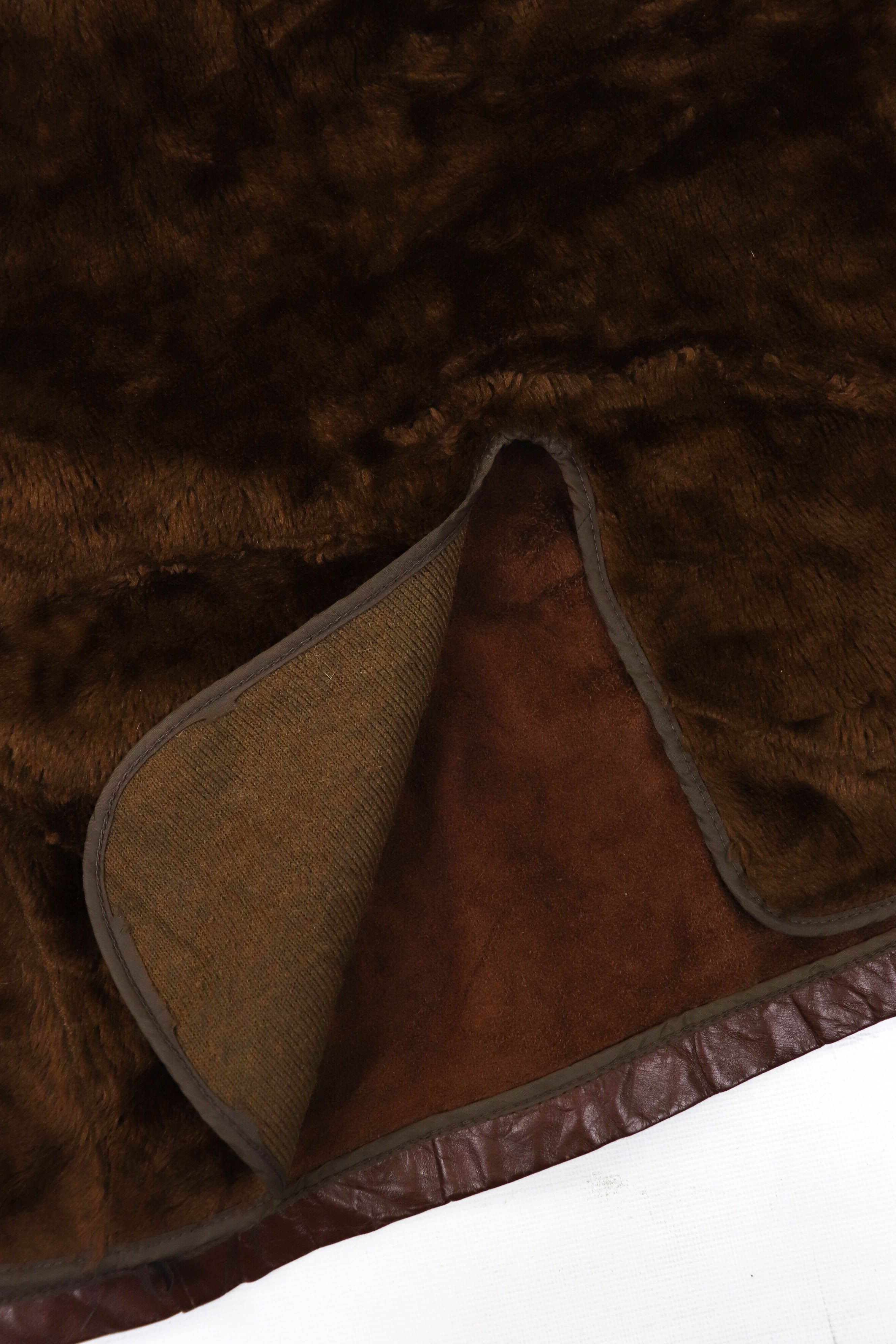 Vintage Vintage William Barry Choco Brown Leather Acrylic Pile Coat Size US L / EU 52-54 / 3 - 18 Thumbnail