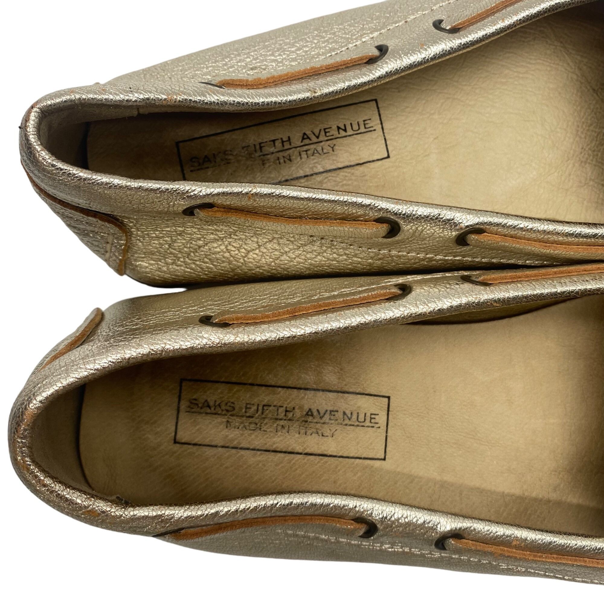 Saks Fifth Avenue Saks Fifth Avenue Gold Leather Tassel Loafer Made in Italy W Size US 9 / IT 39 - 8 Thumbnail