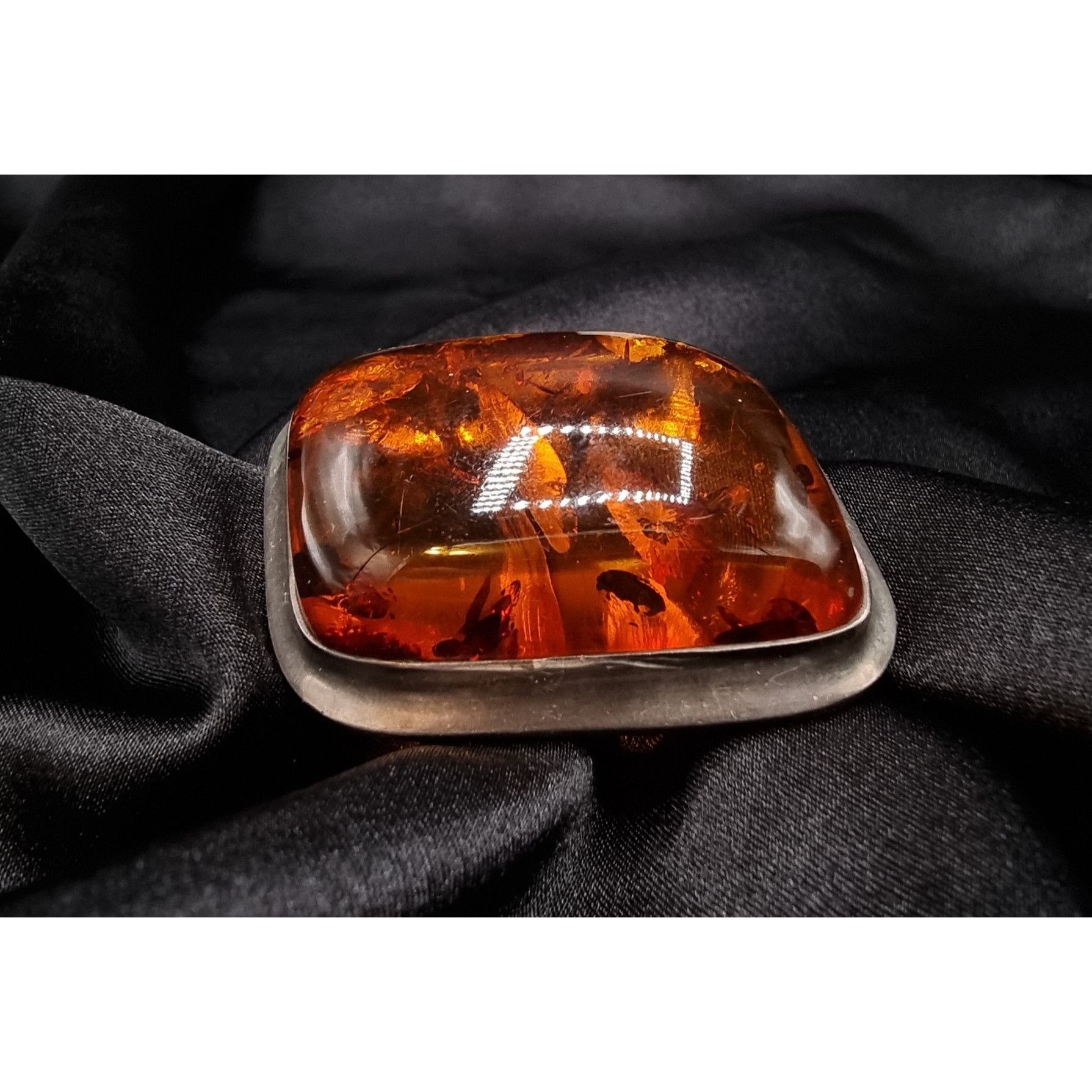 Vintage Vintage Genuine Amber Sterling Silver Pin Brooch Size ONE SIZE - 4 Thumbnail