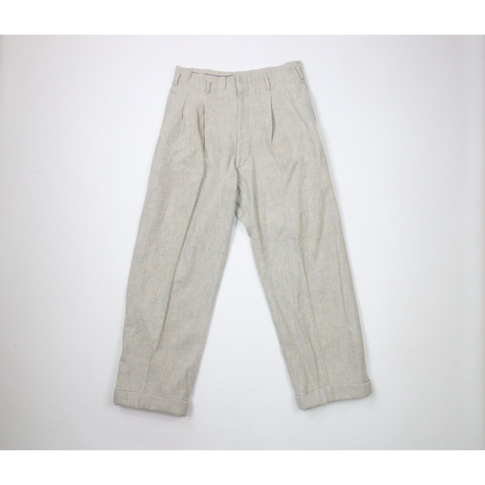 image of Vintage 30S Streetwear Thick Wool Pleated Cuffed Pants, Men's (Size 31)