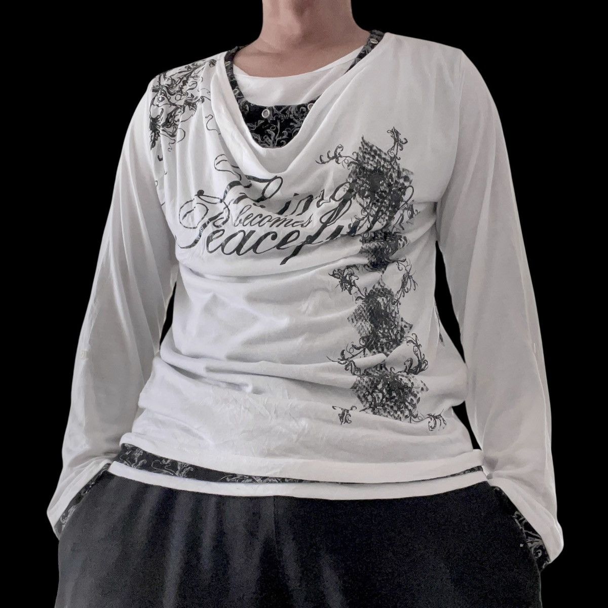 14th Addiction 🇯🇵 2000s 3 DOUBLE LAYER BEAUMERE GOTHIC PUNK POEM LONGSLEEVE Size US M / EU 48-50 / 2 - 3 Thumbnail