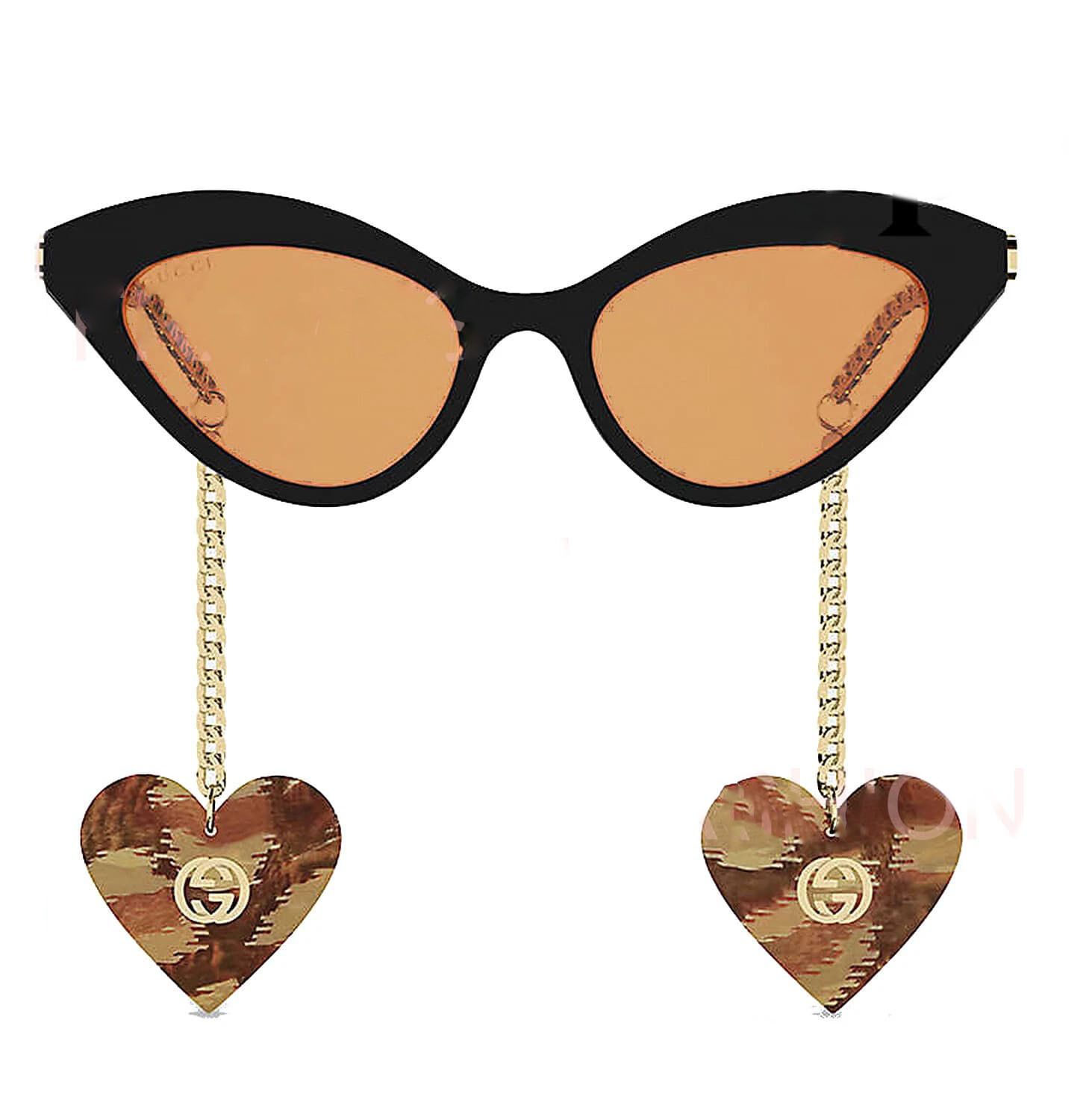 Gucci GUCCI GG0978S CHAIN 0978 Gold Black Orange Heart 002 Size ONE SIZE - 12 Thumbnail
