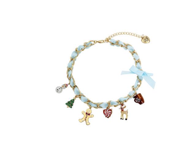 Betsey Johnson Betsey Johnson Christmas Charm Bib Necklace Gold / Blue Size ONE SIZE - 2 Thumbnail