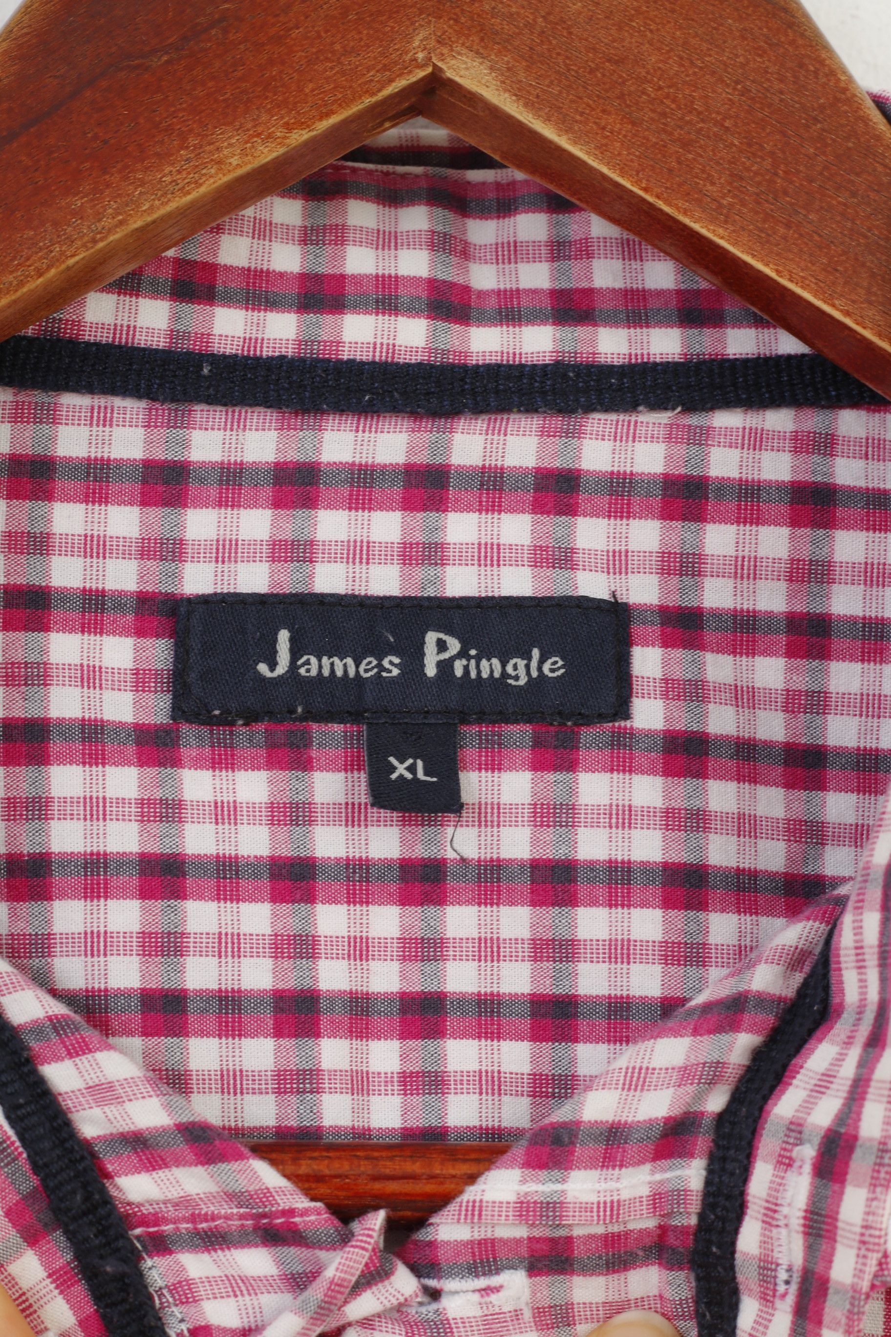 Vintage James Pringle Men XL Casual Shirt White Pink 3472 Size US XL / EU 56 / 4 - 2 Thumbnail