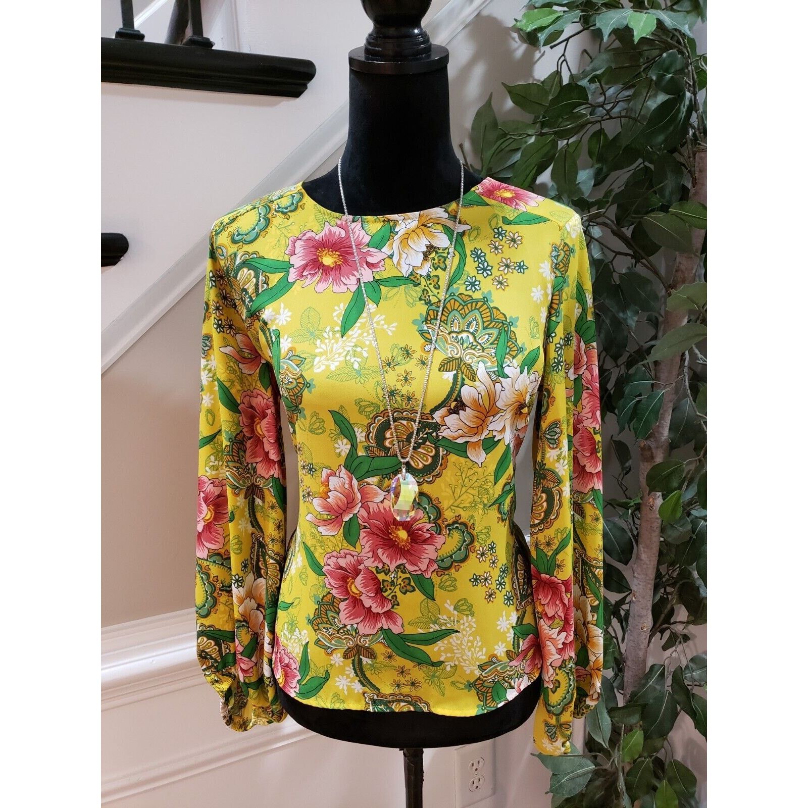 Loft Loft Floral Polyester Round Neck Long Sleeve Top Blouse XS Size XS / US 0-2 / IT 36-38 - 1 Thumbnail