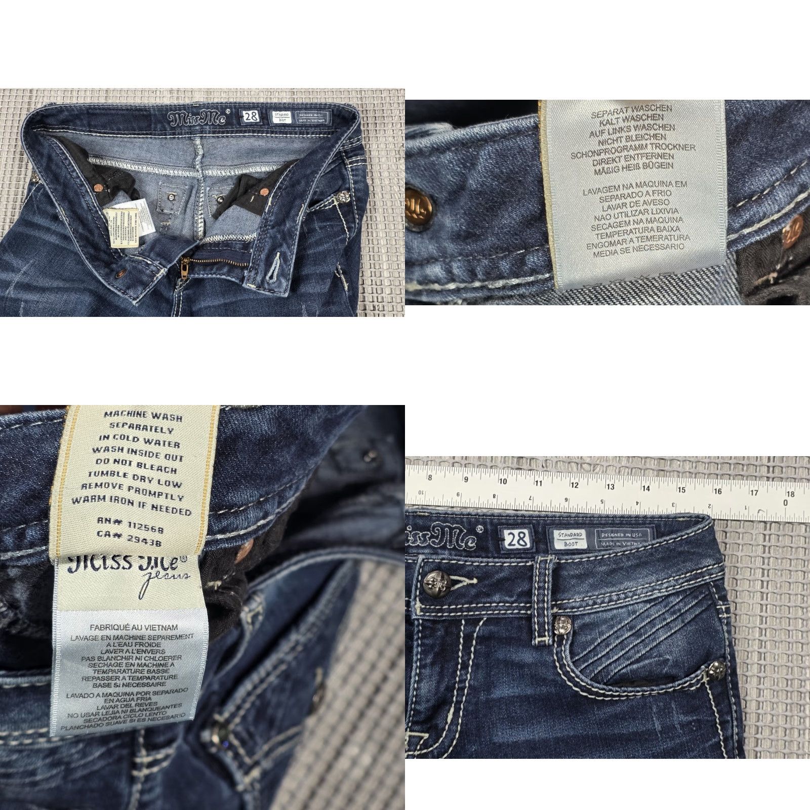 Miss Me Miss Me Boot Cut Jeans 28 Women Dark Denim 30 Inseam 32x30 Flap Pocket Distressed Vintage 28 Women Brand Miss Me Easy Rock Size 28" / US 6 / IT 42 - 9 Thumbnail