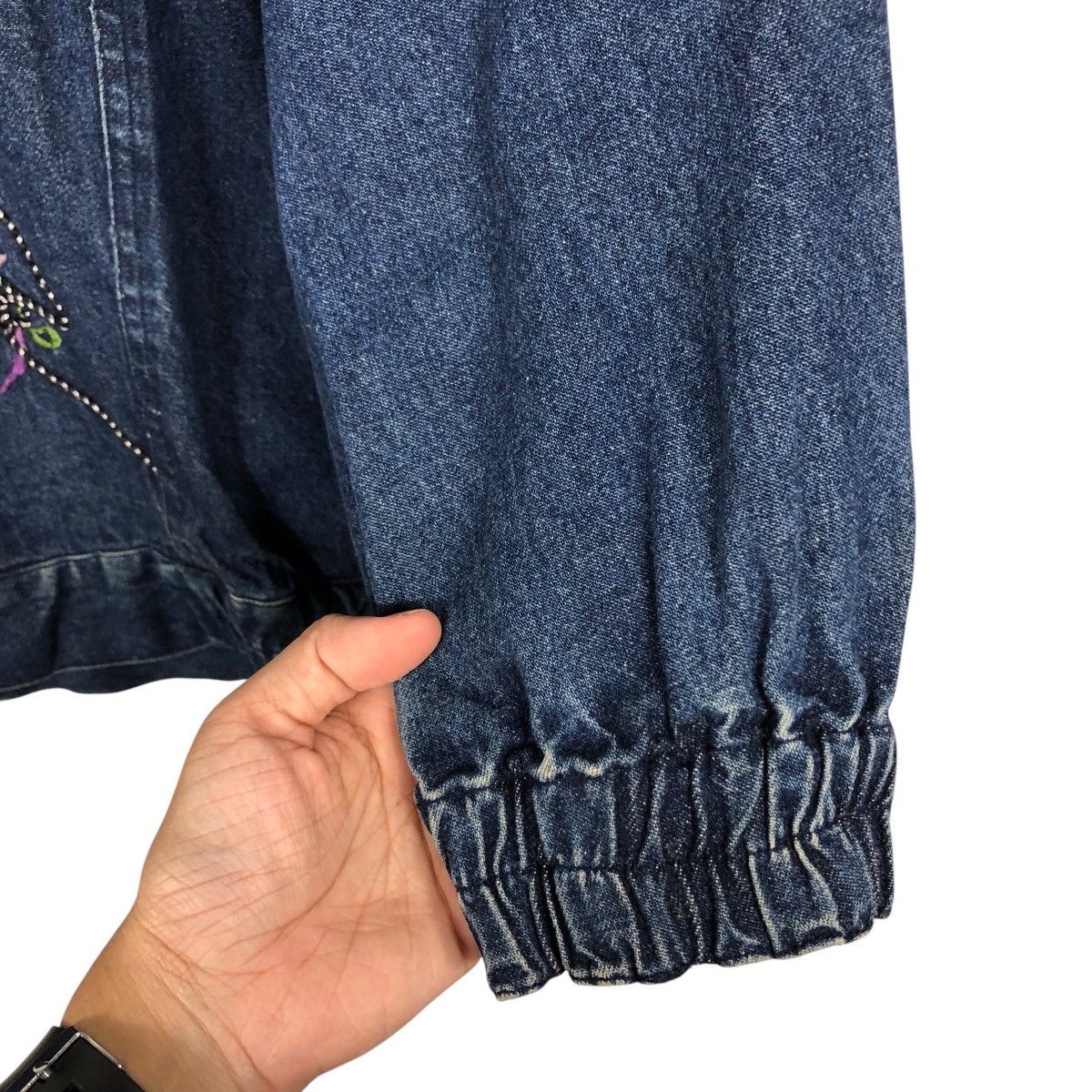 Japanese Brand 📌Vintage Denim Jacket Unbranded Floral Embroidered Big Logo Size US M / EU 48-50 / 2 - 16 Thumbnail