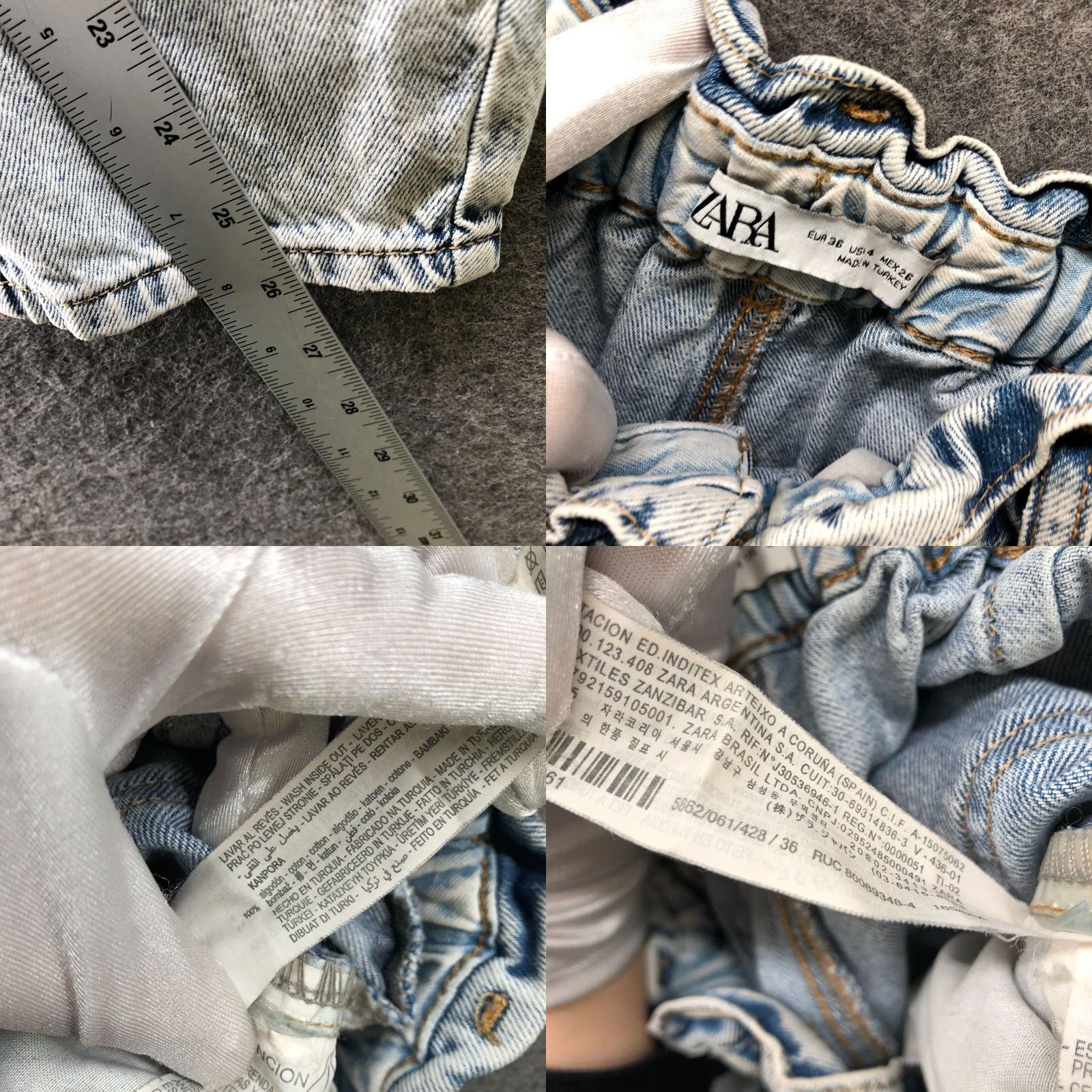 Zara Zara High Rise Tapered Jeans Womens 4 Blue Acid Wash Paper Bag Relaxed Button Jeans Size 27" / US 4 / IT 40 - 8 Thumbnail